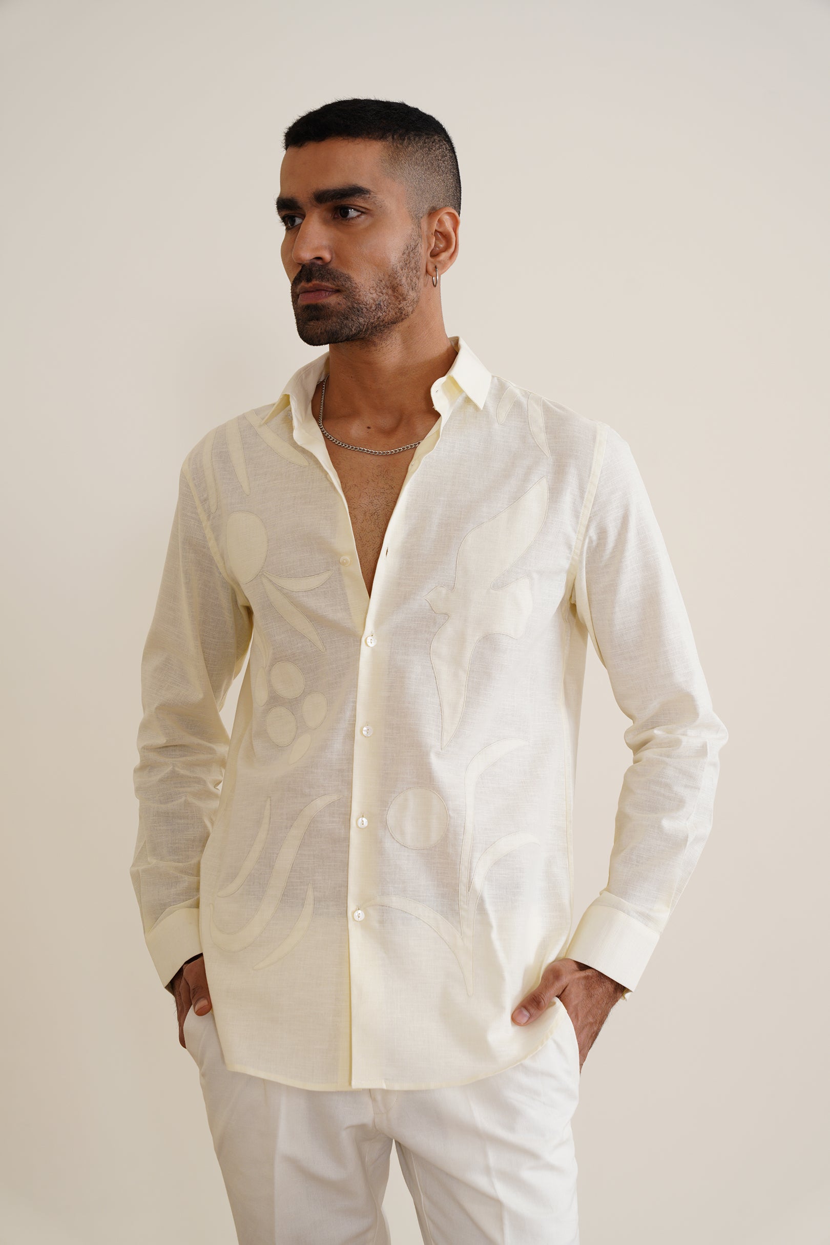 Alabaster Cotton-linen Shirt