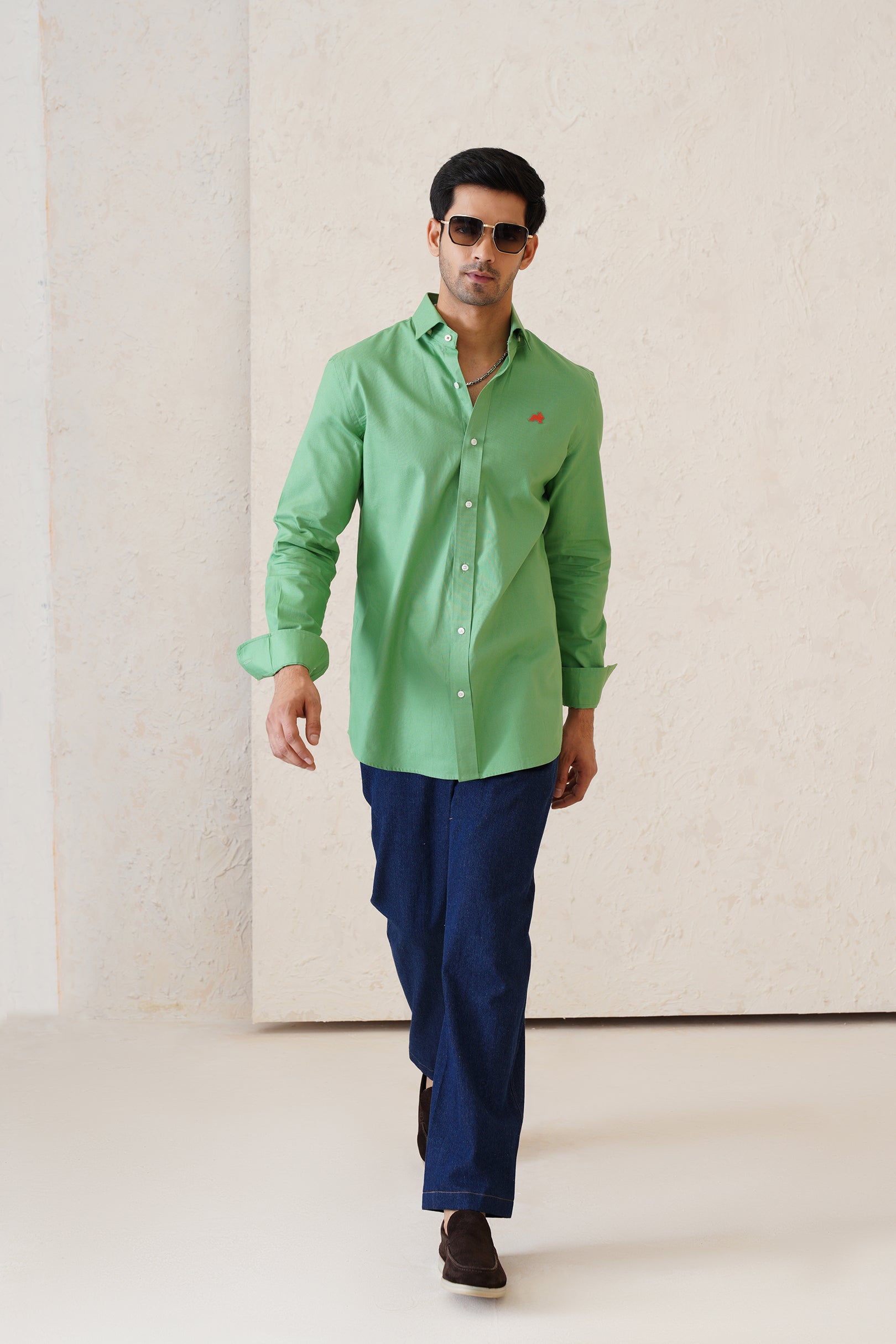 Solid Lime Twill Shirt