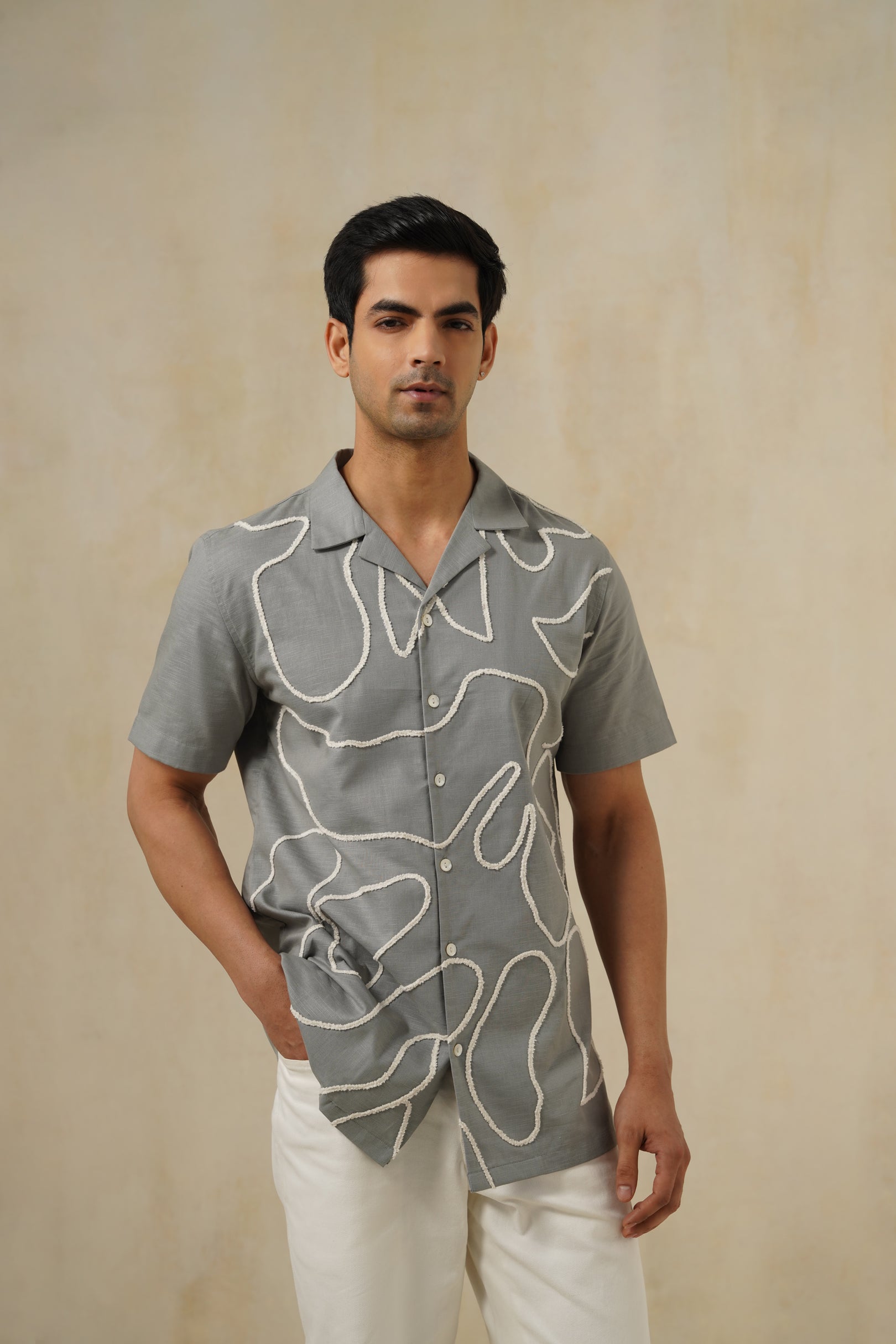 Freeform Grey | Men's Grey Cotton-Linen Shirt