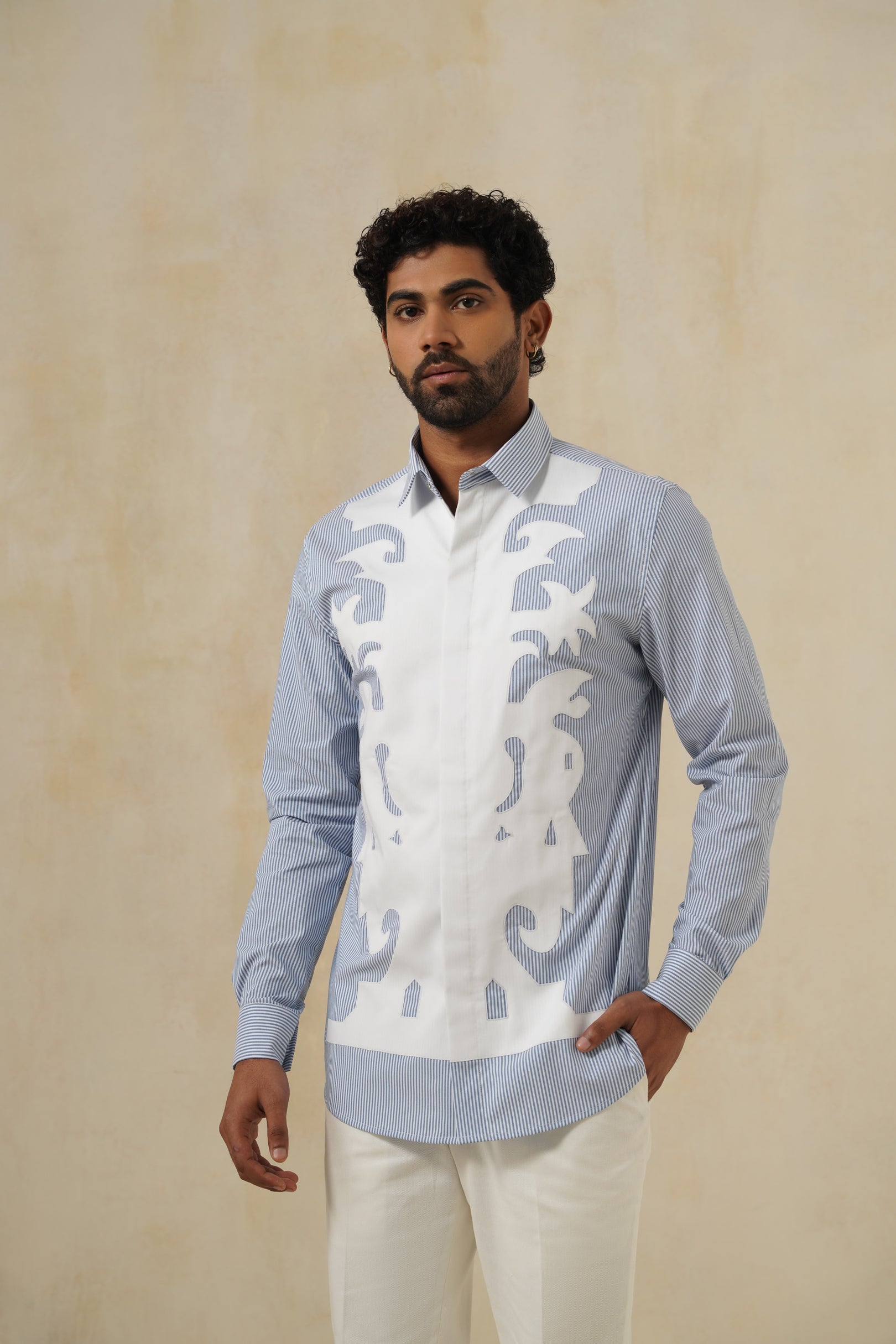 Palméa | Men's Pinstripe Emb Cotton Shirt
