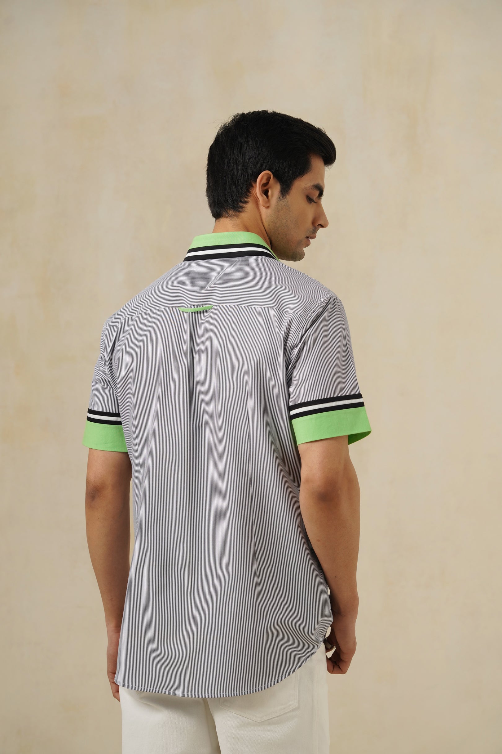 Volt Stripe | Men's Pinstripe Emb Cotton Shirt