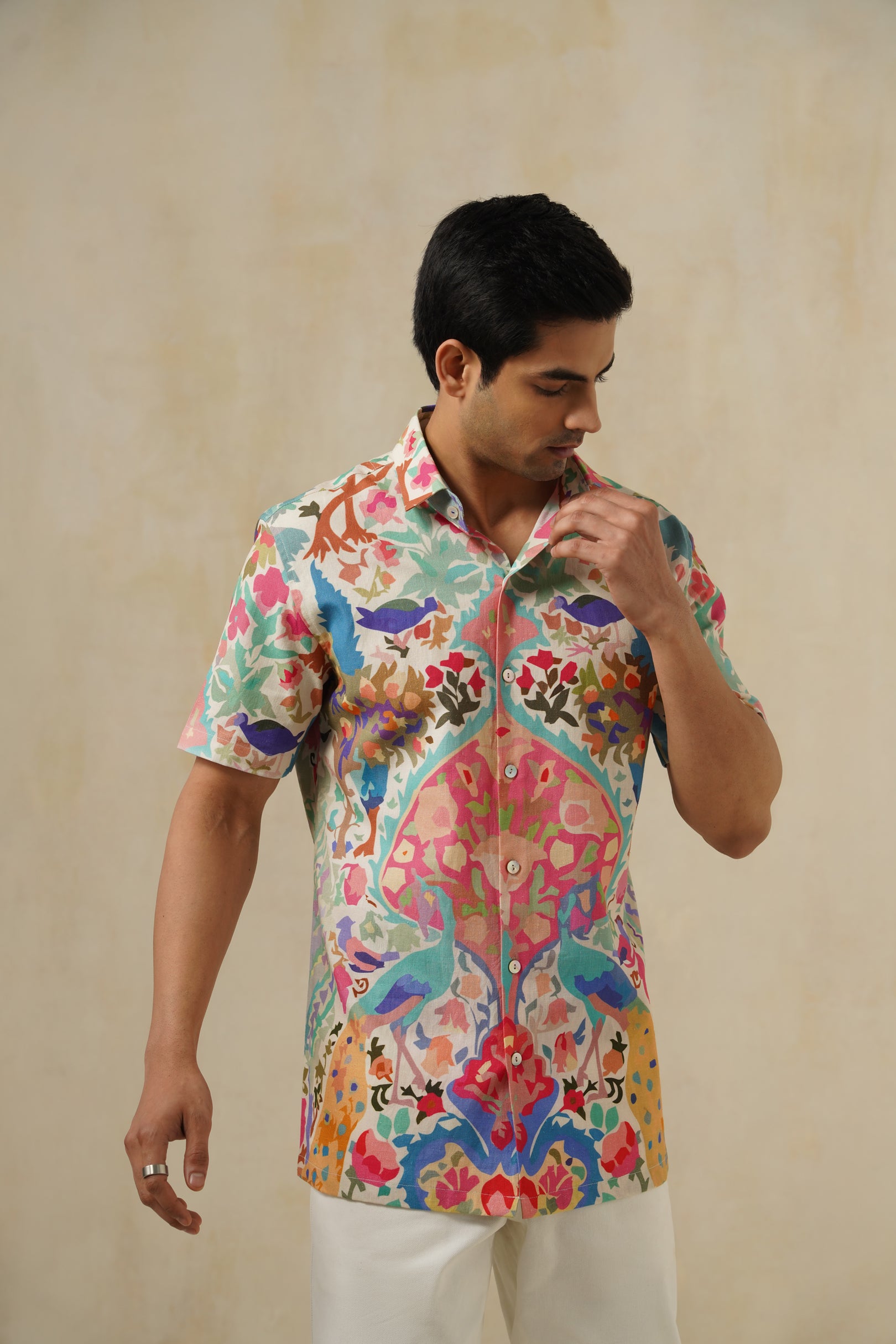 Bloom | Men's Printed Cotton-Linen Shirt