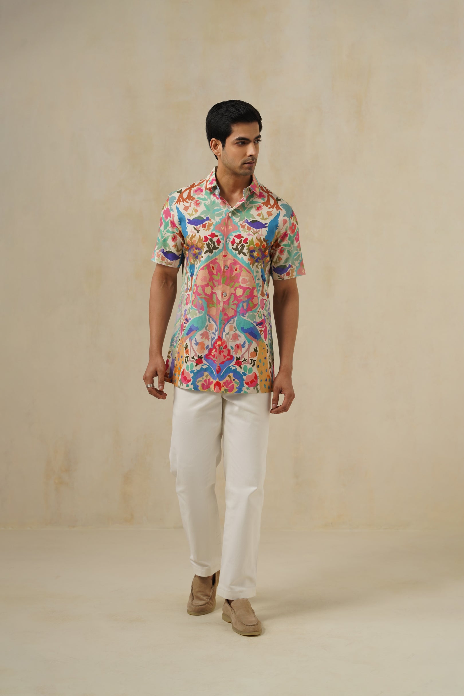Bloom | Men's Printed Cotton-Linen Shirt