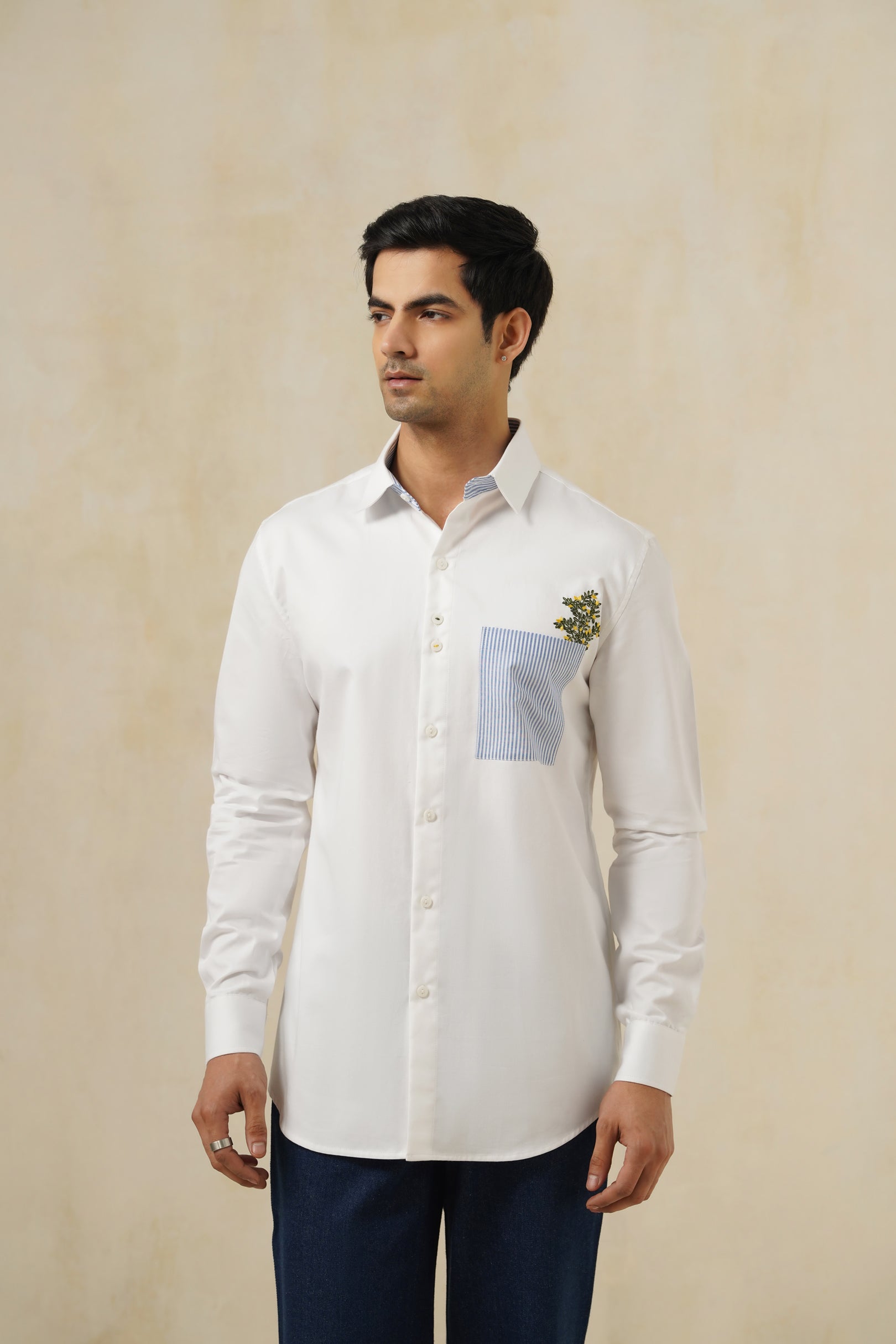 Maison Bloom | Men's White Cotton Shirt
