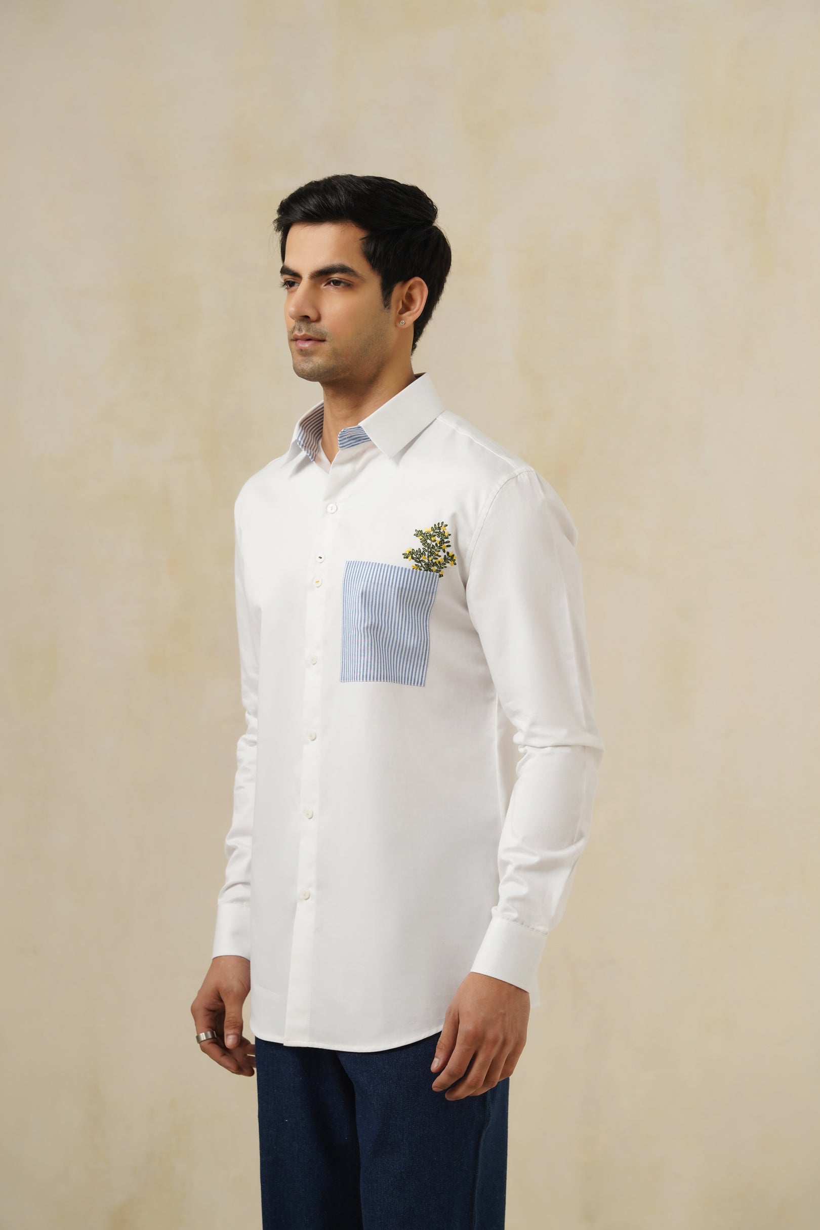 Maison Bloom | Men's White Cotton Shirt