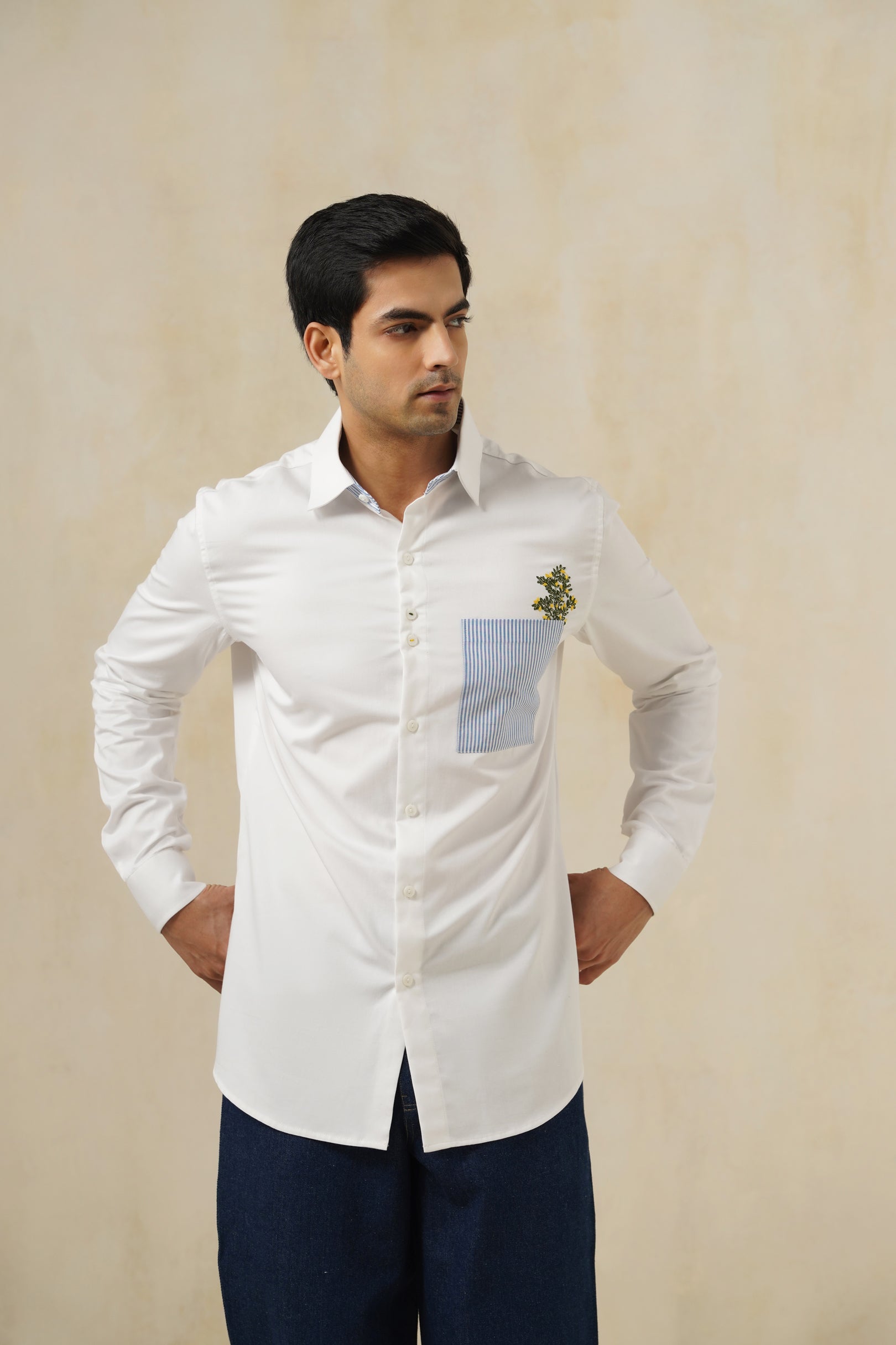 Maison Bloom | Men's White Cotton Shirt