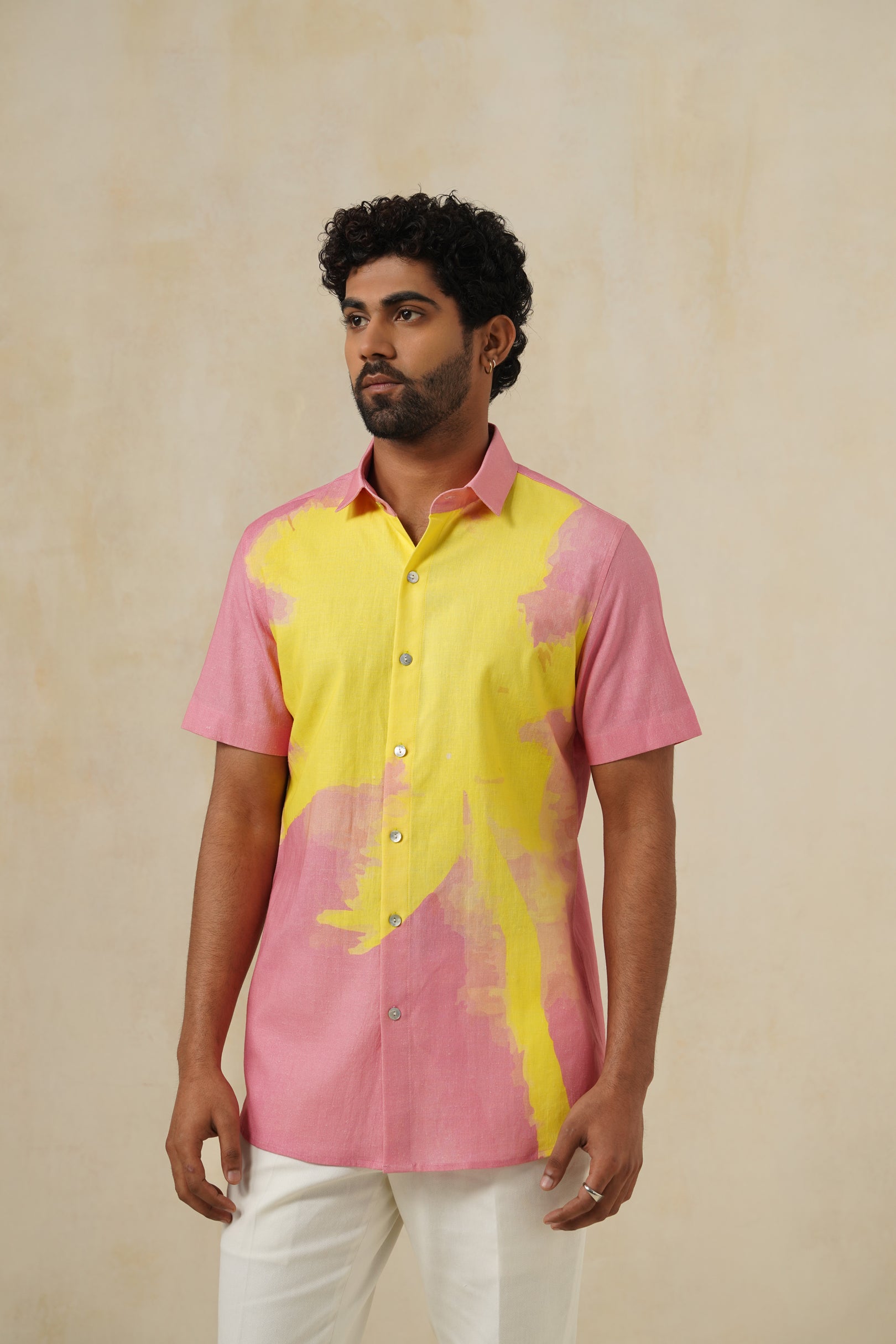 Sunspill Palm | Men's Printed Cotton-Linen Shirt