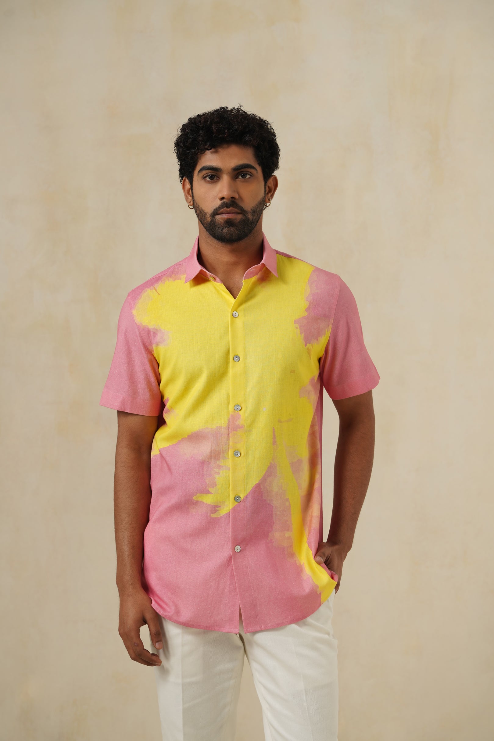 Sunspill Palm | Men's Printed Cotton-Linen Shirt