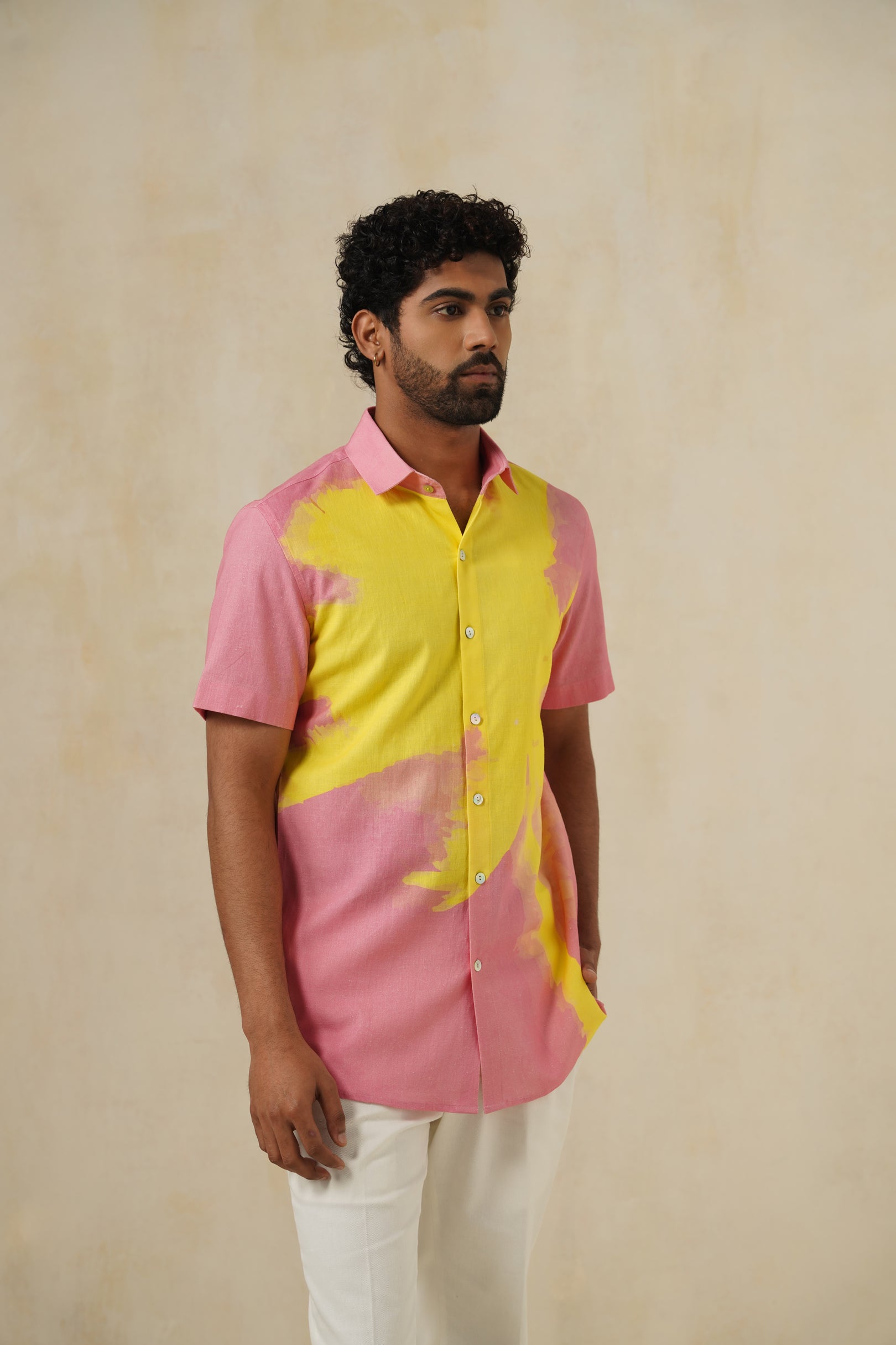 Sunspill Palm | Men's Printed Cotton-Linen Shirt