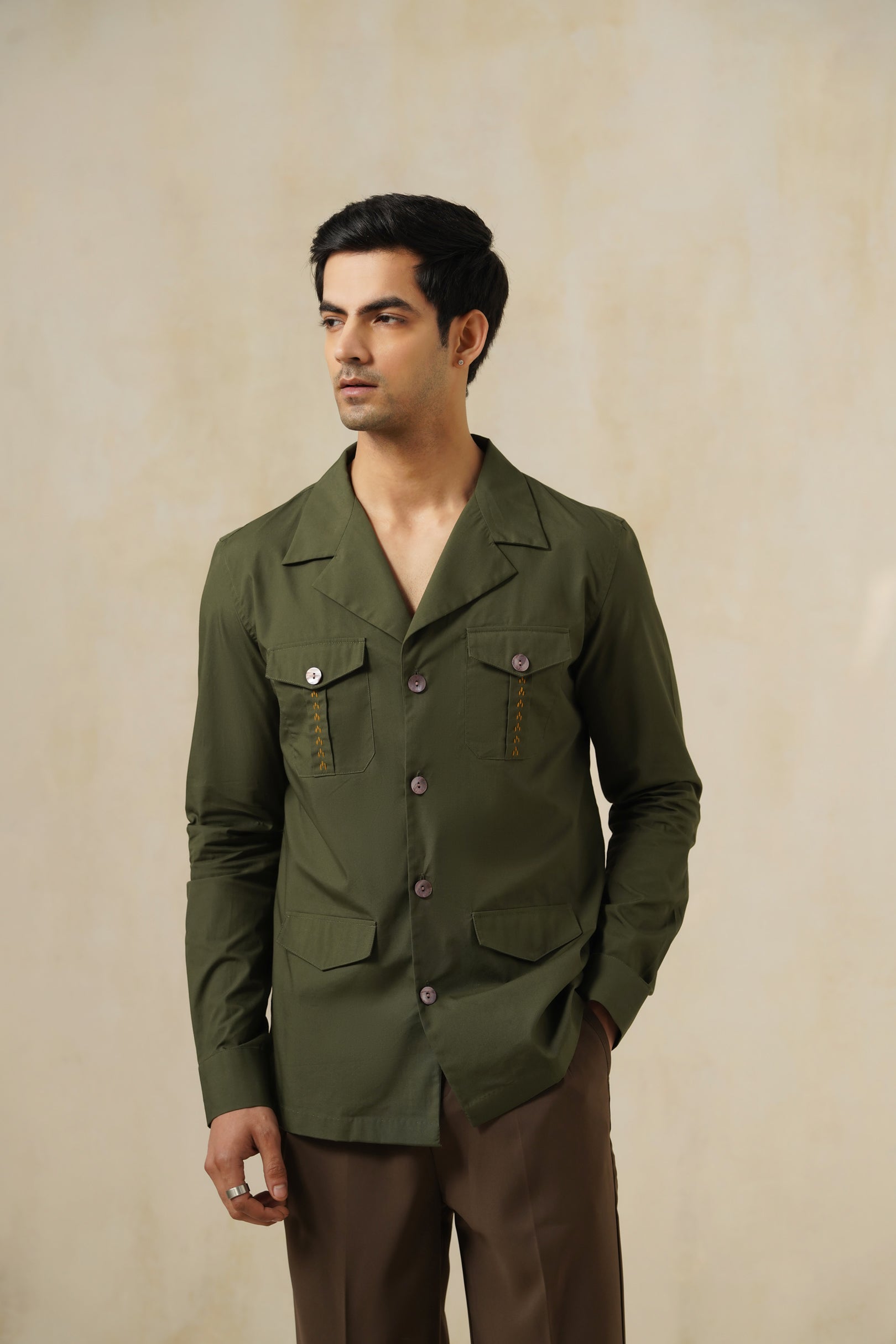 TERRAIN OLIVE | Men's Cotton Shirt