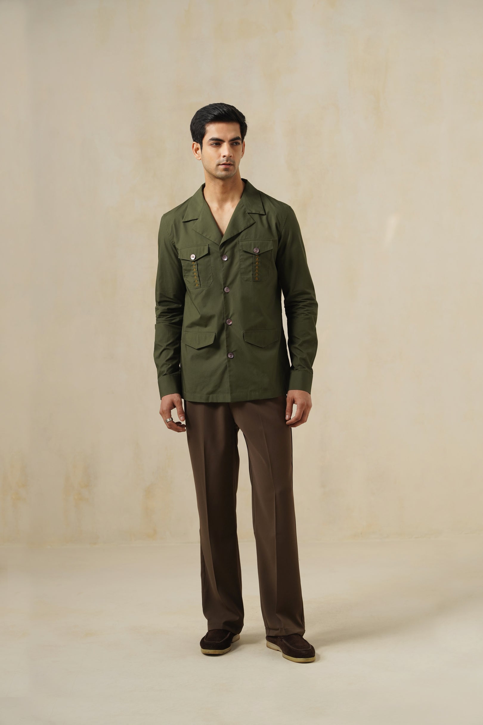 TERRAIN OLIVE | Men's Cotton Shirt