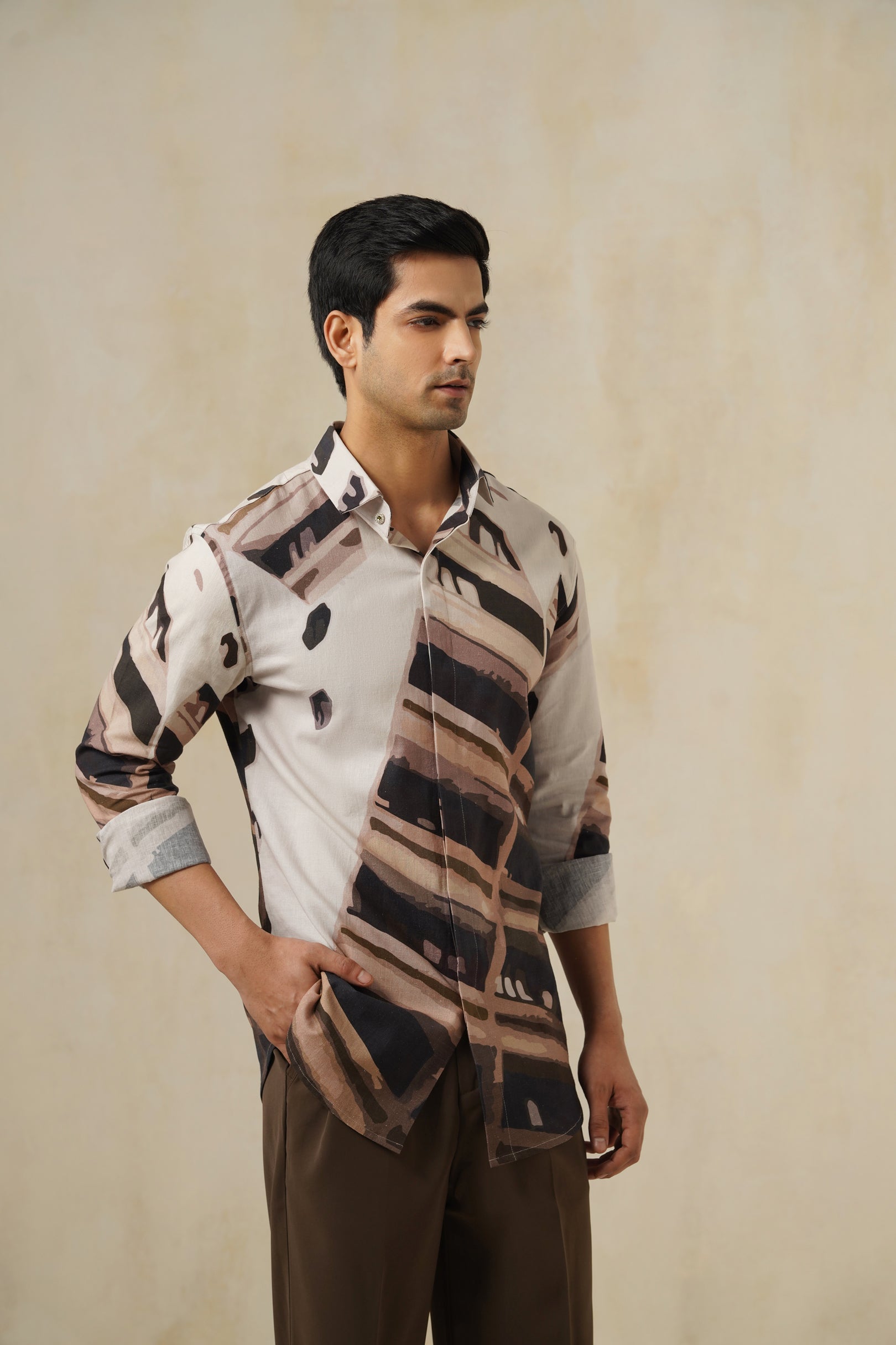 Brutalist | Men's Printed Cotton-Linen Shirt