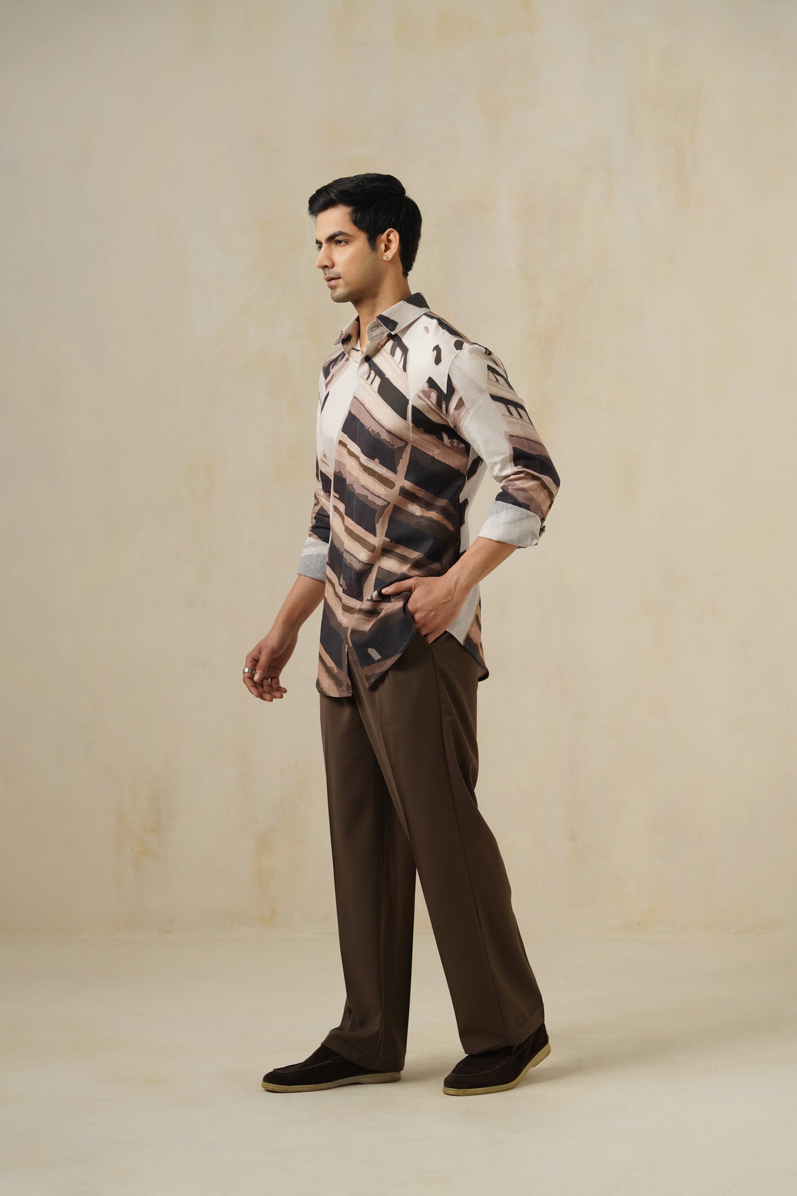 Brutalist | Men's Printed Cotton-Linen Shirt