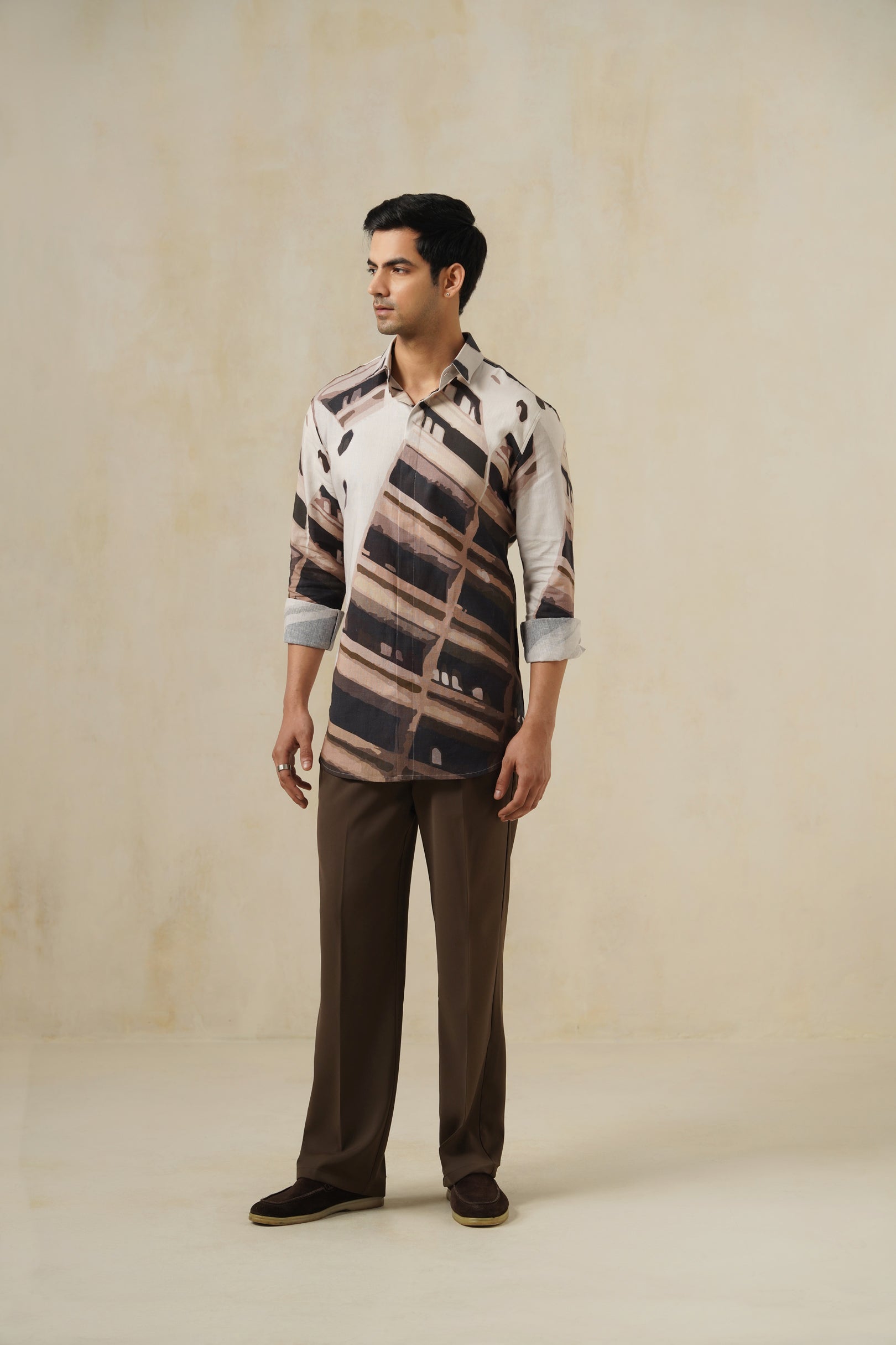 Brutalist | Men's Printed Cotton-Linen Shirt