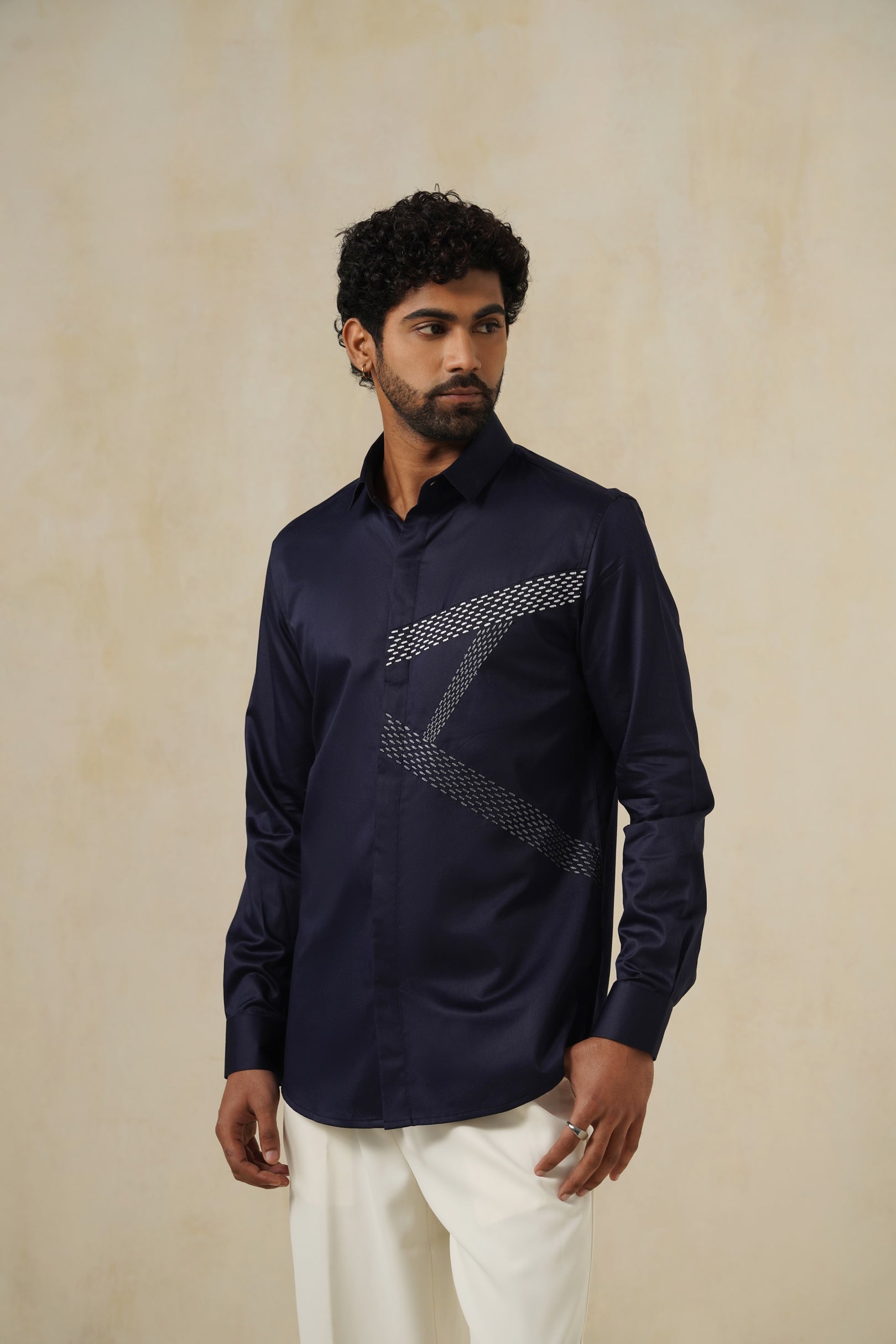 Vector Navy | Men's Emb Cotton Shirt