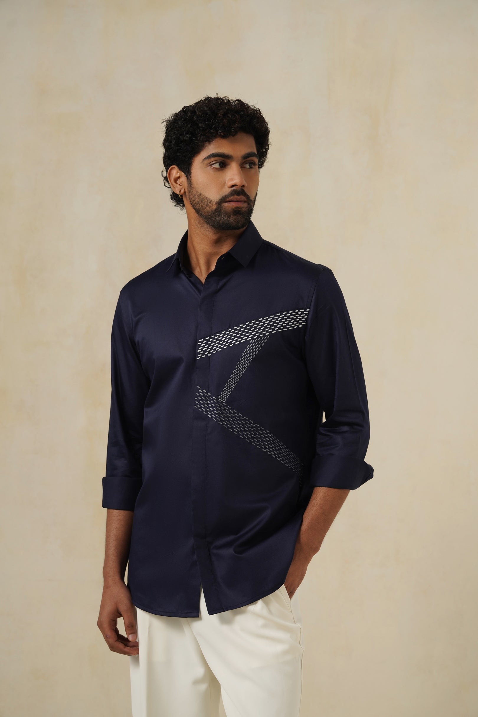 Vector Navy | Men's Emb Cotton Shirt