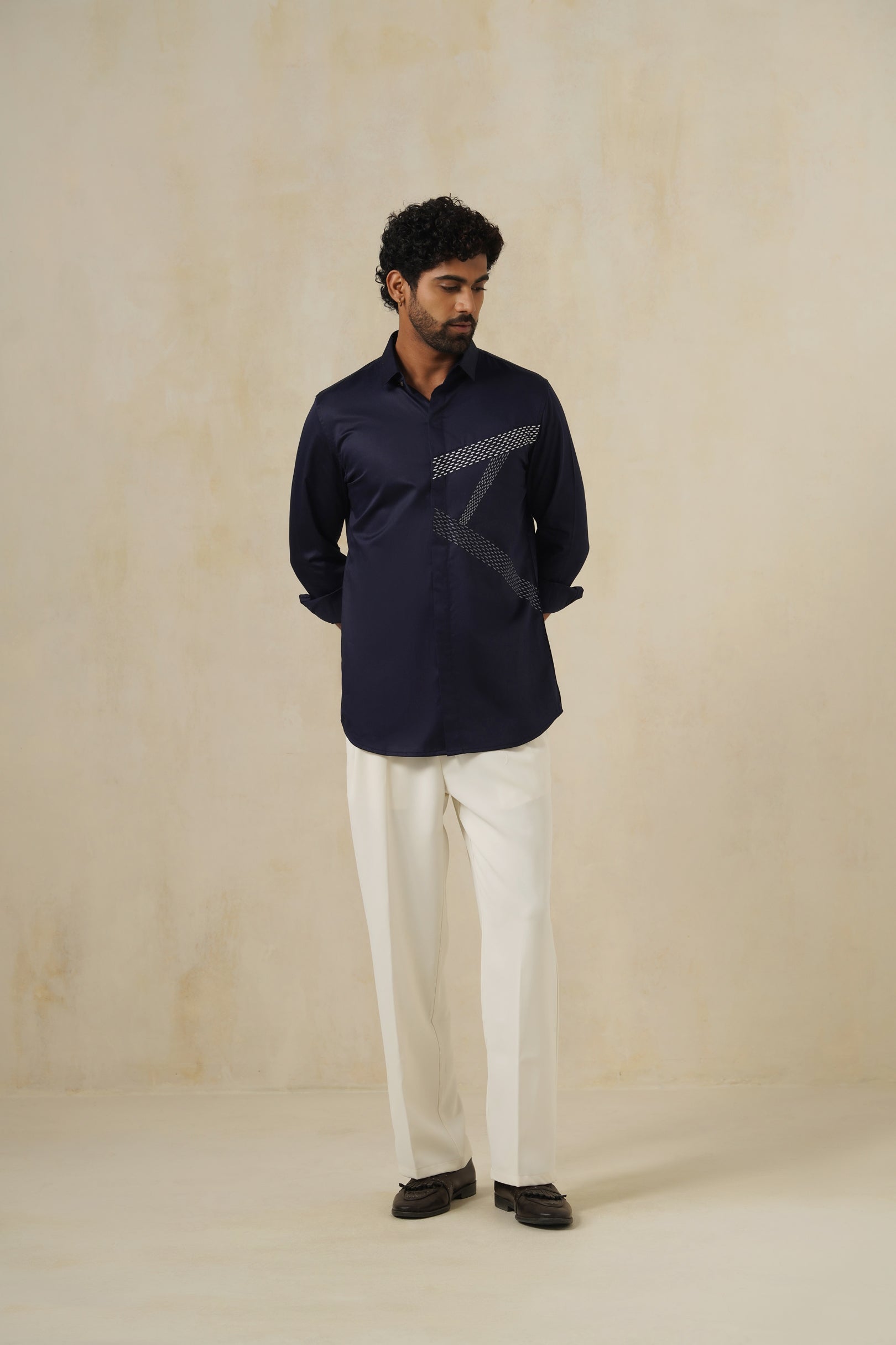 Vector Navy | Men's Emb Cotton Shirt