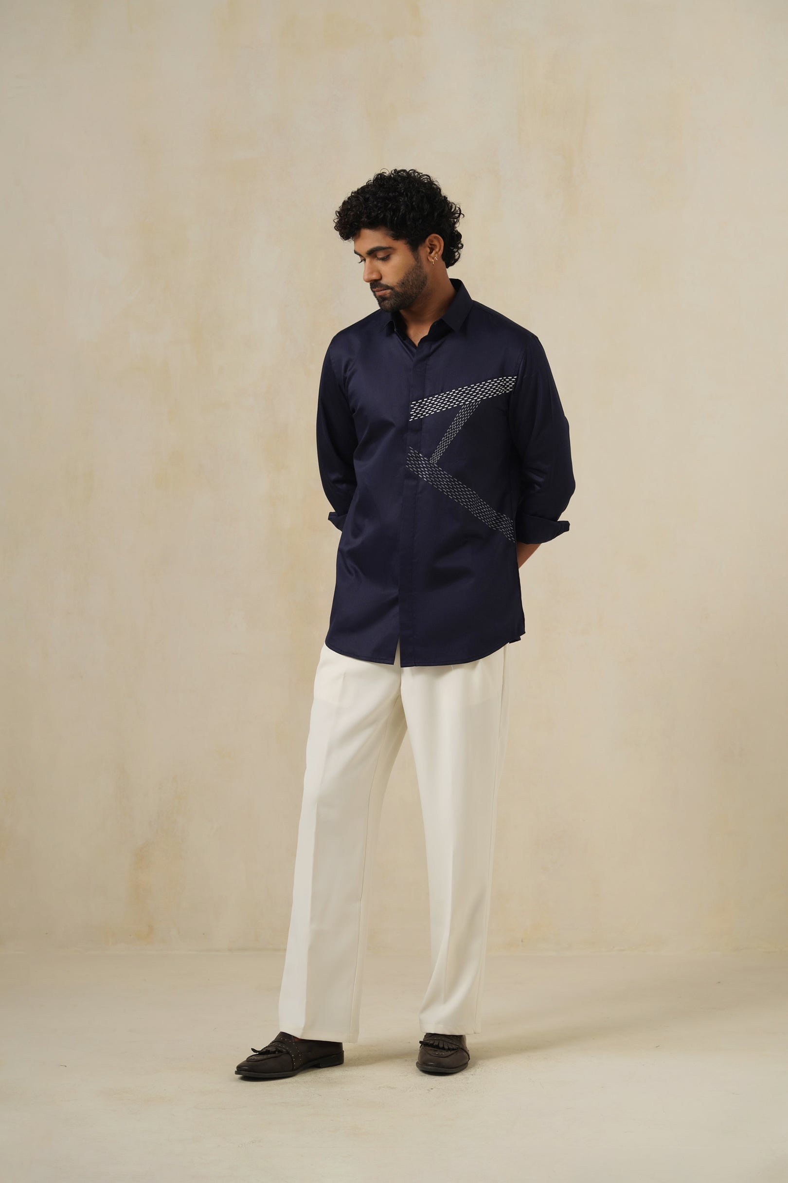 Vector Navy | Men's Emb Cotton Shirt