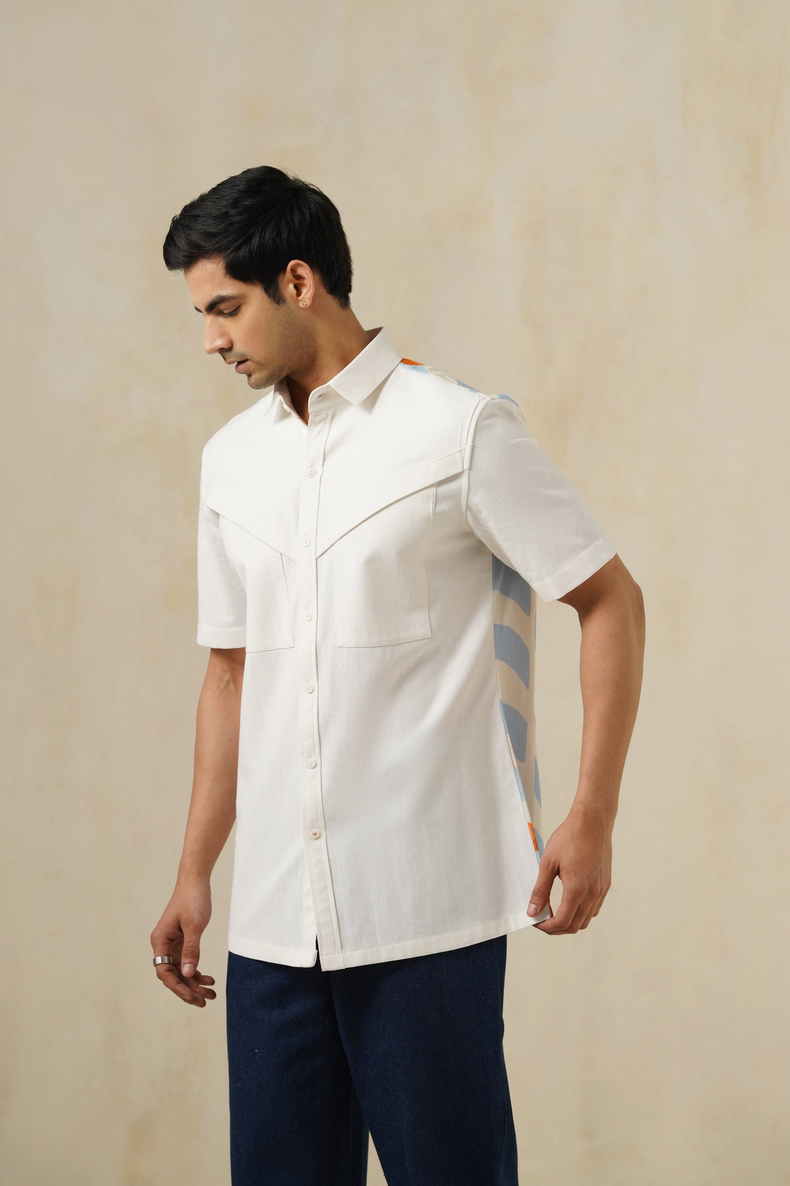 After Wave | Men's Printed Cotton-Linen Shirt