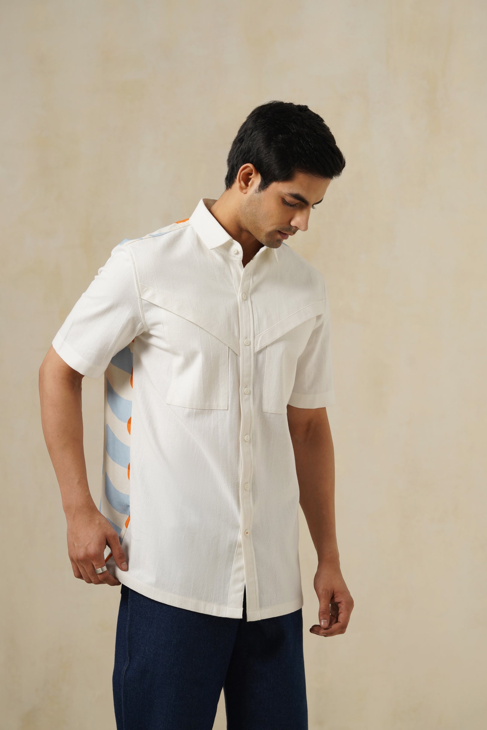 After Wave | Men's Printed Cotton-Linen Shirt