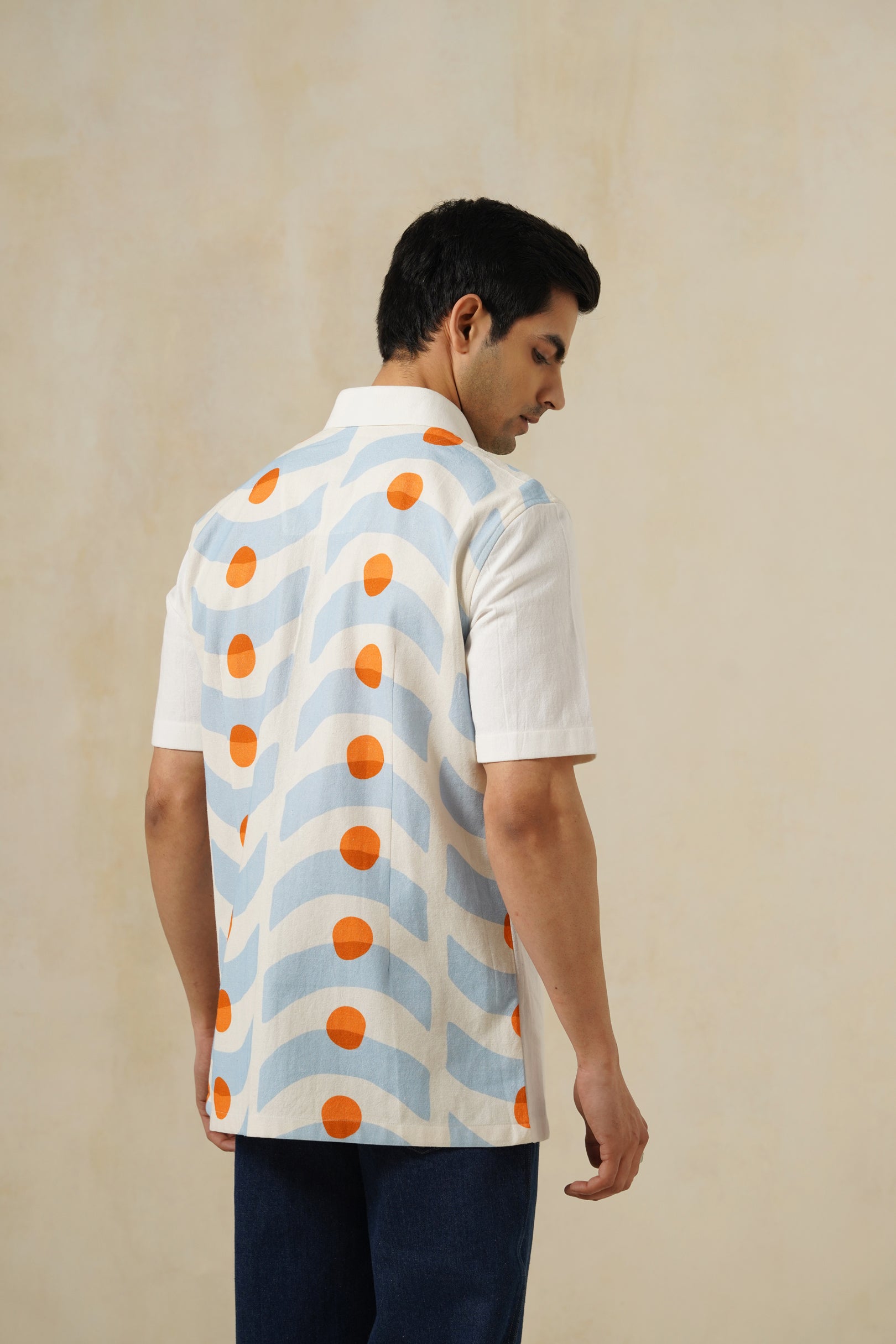 After Wave | Men's Printed Cotton-Linen Shirt