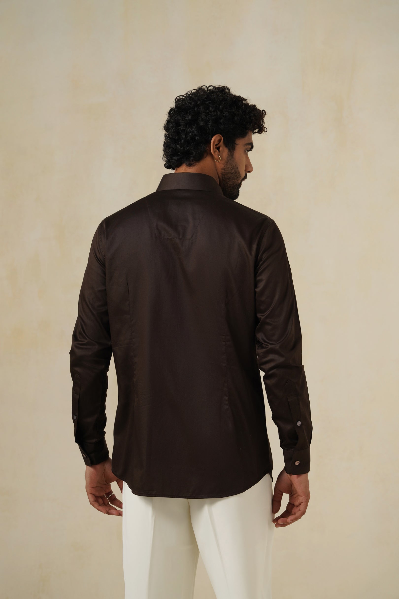 Contour Noir | Men's Brown Cotton Shirt