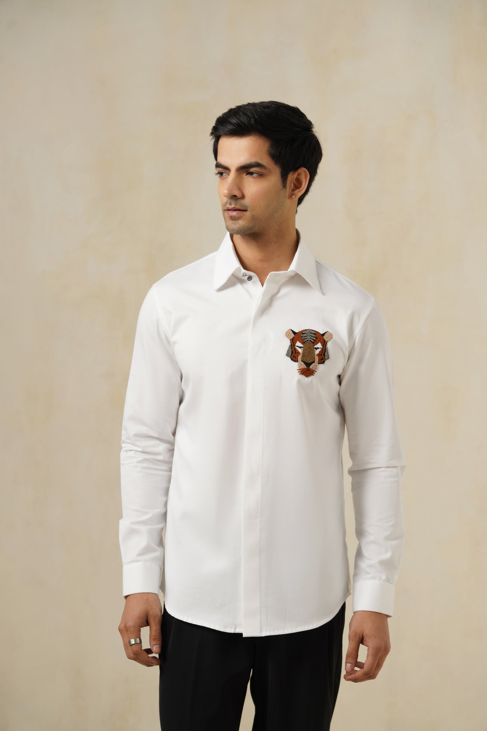 Apex Crest | Men's White Cotton Shirt
