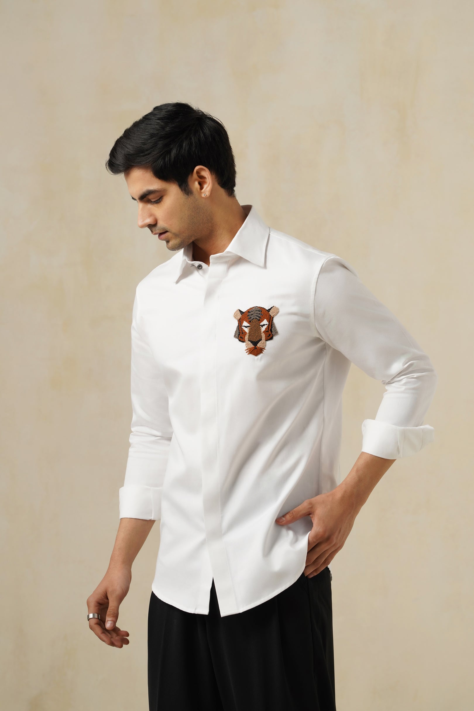 Apex Crest | Men's White Cotton Shirt