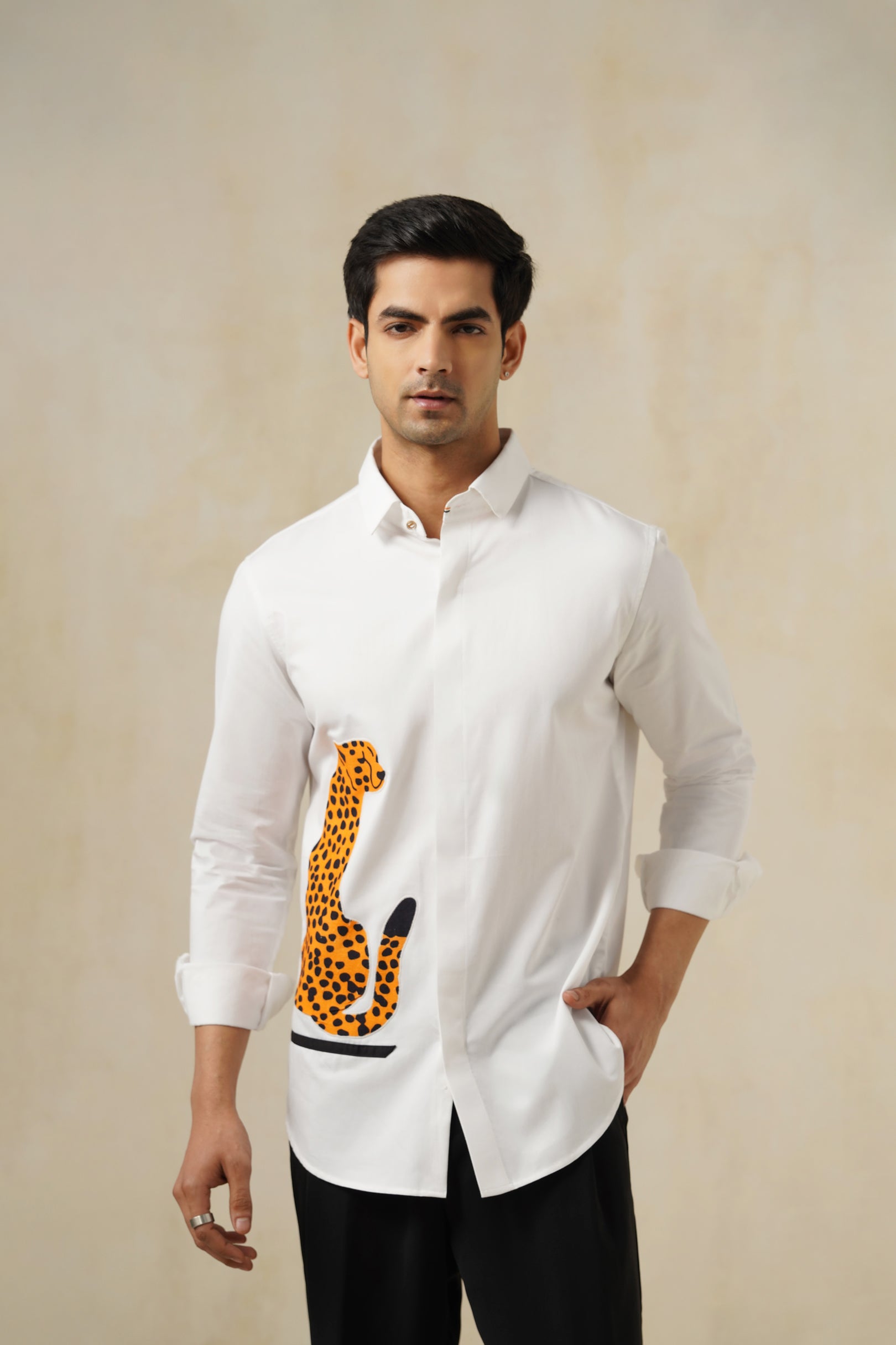 Wild Call | Men's Pinstripe Emb Cotton Shirt