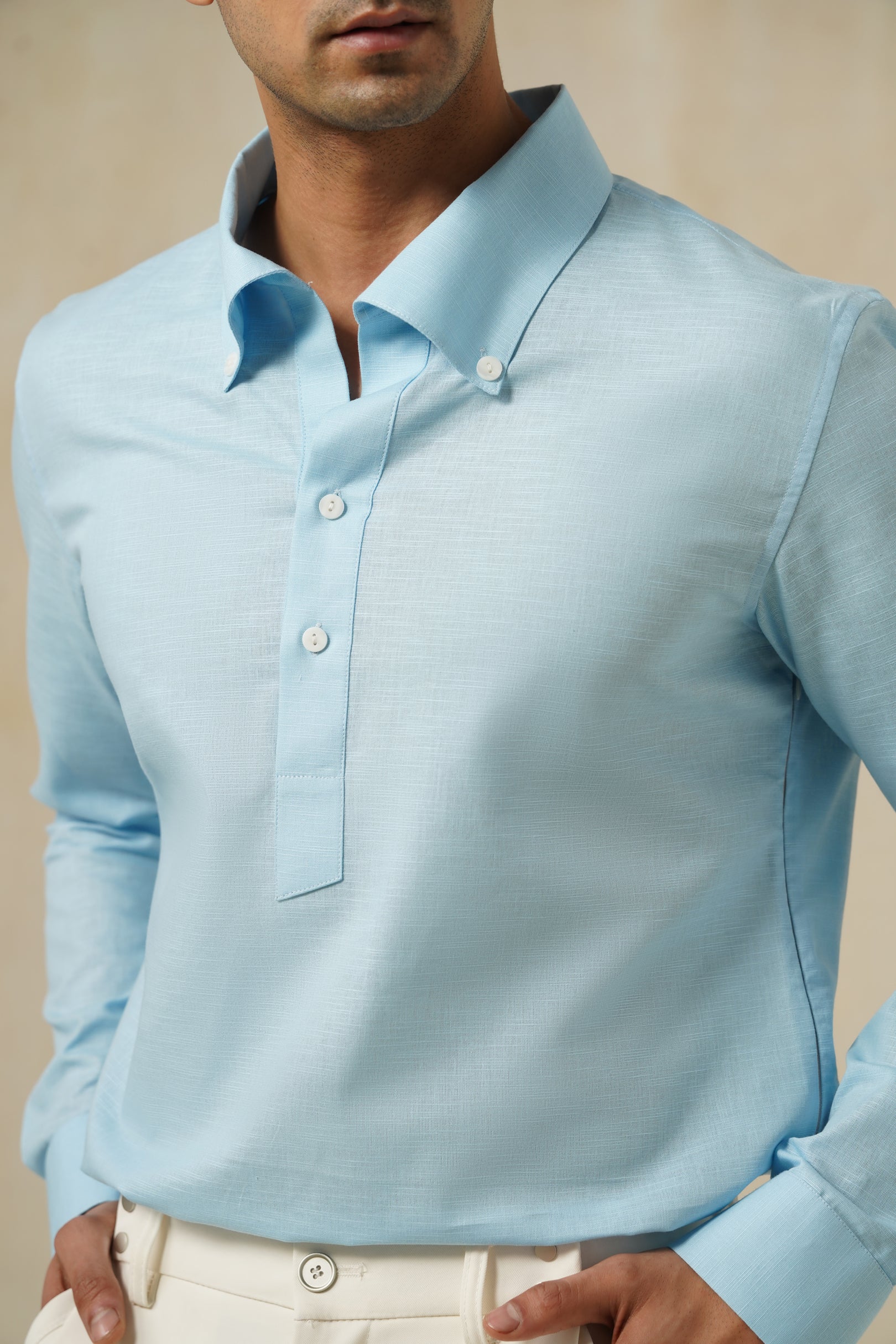 Sky Aero Placket | Men's Linen Shirt