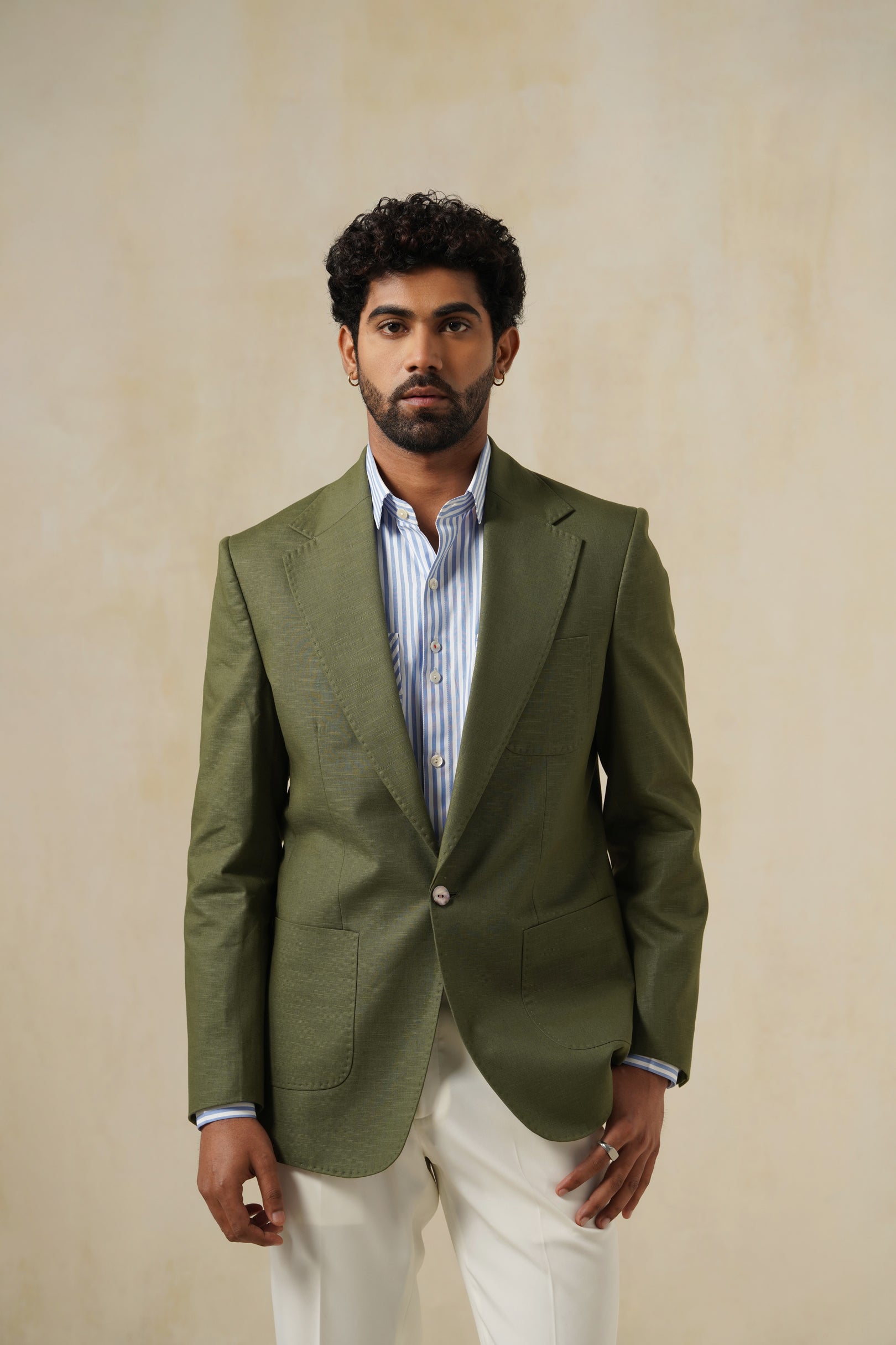 COMO OLIVE | Men's Linen Blazer