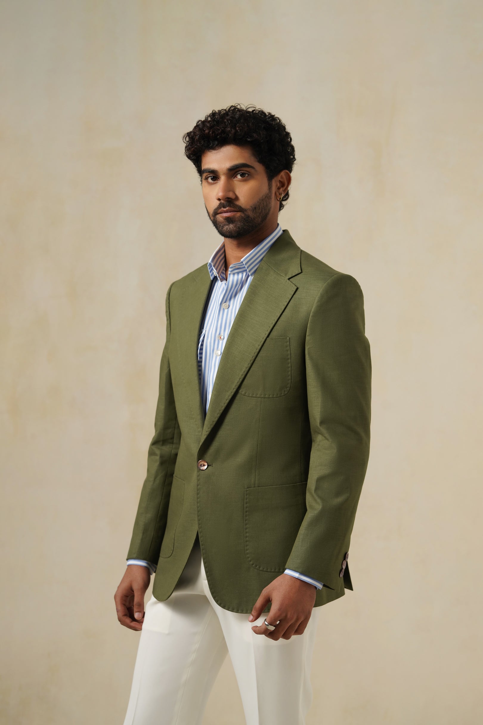 COMO OLIVE | Men's Linen Blazer