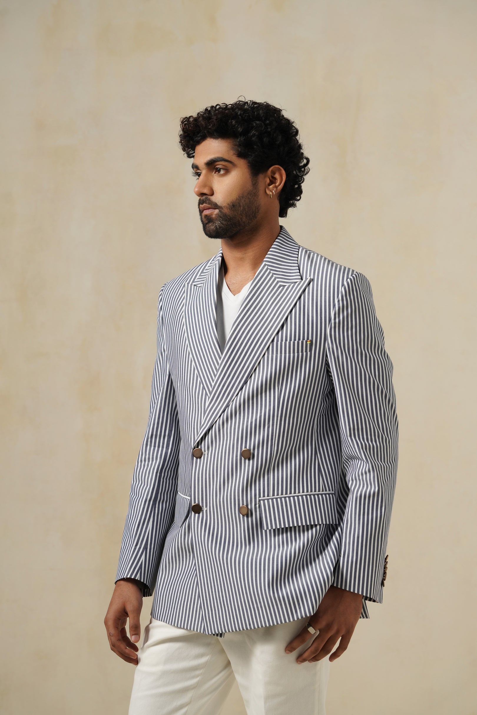 STRIPED JACKET | Men's Cotton Twill Blazer