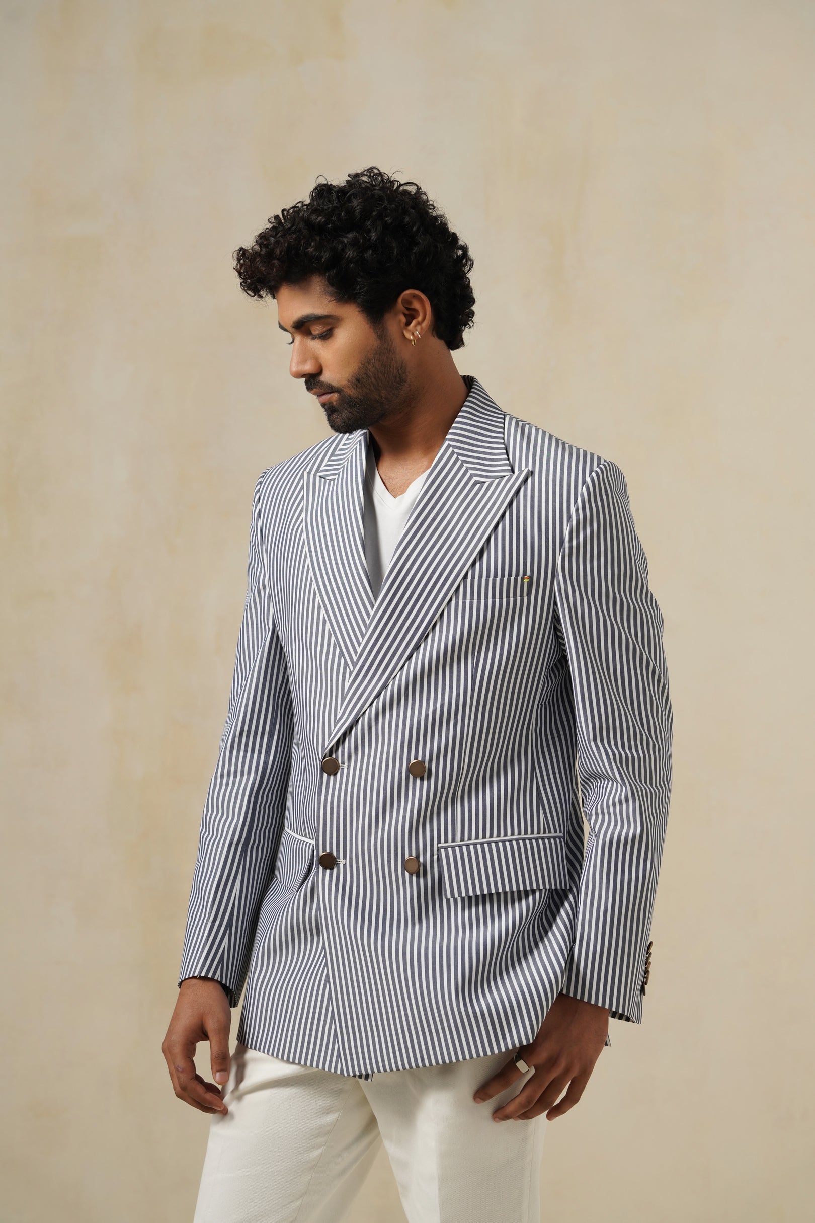 STRIPED JACKET | Men's Cotton Twill Blazer