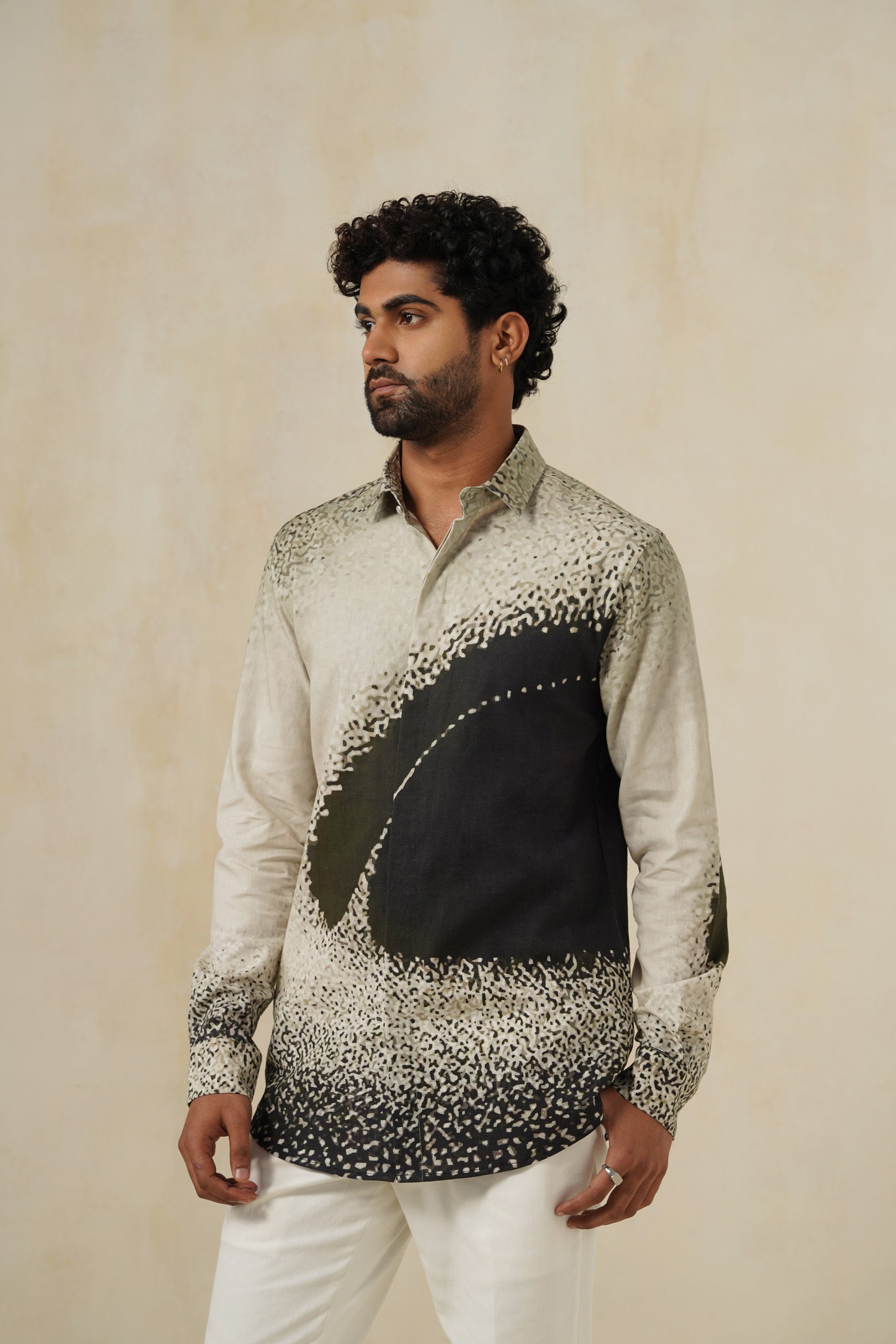 Messier | Men's Printed Cotton-Linen Shirt
