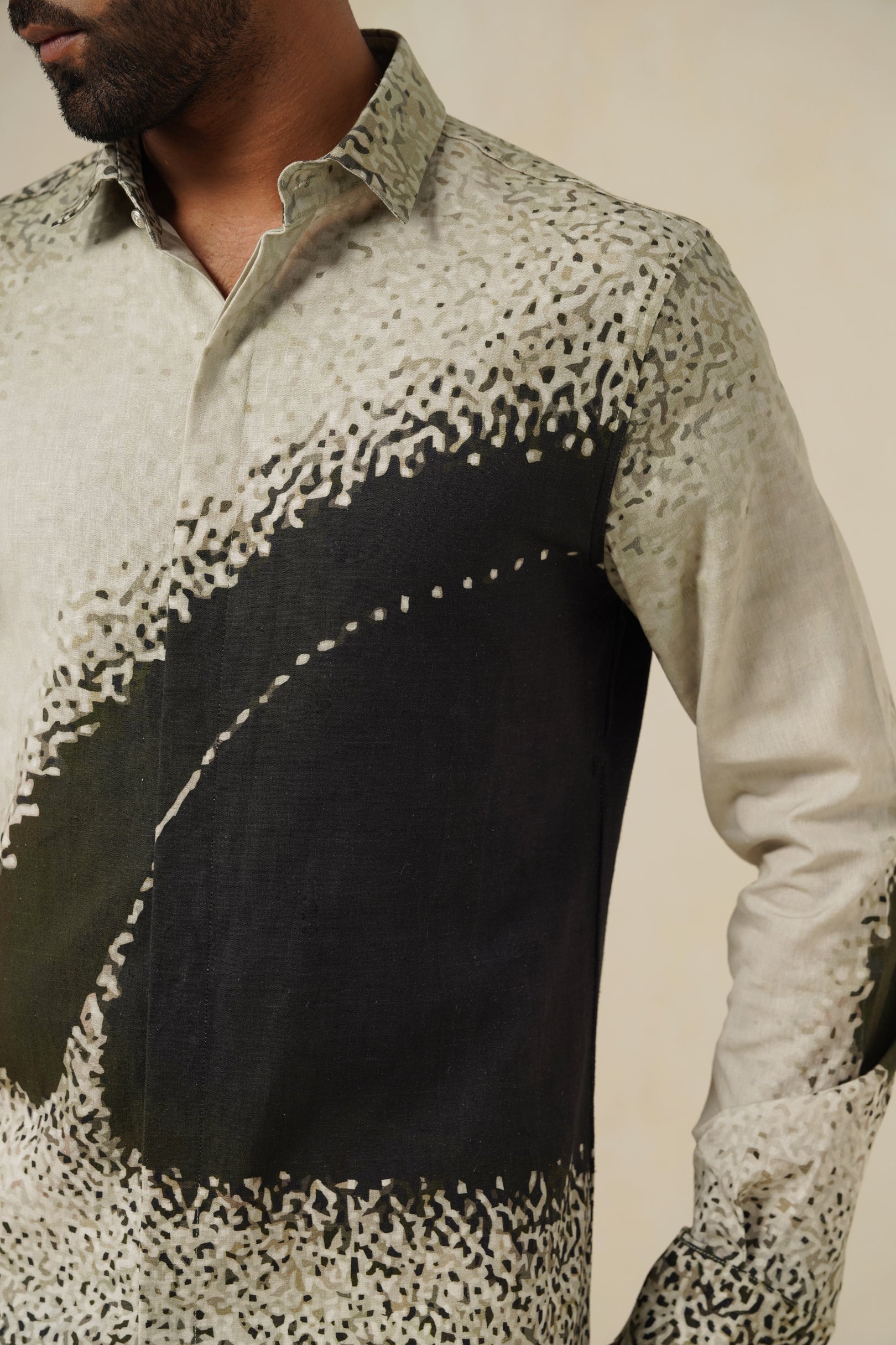 Messier | Men's Printed Cotton-Linen Shirt