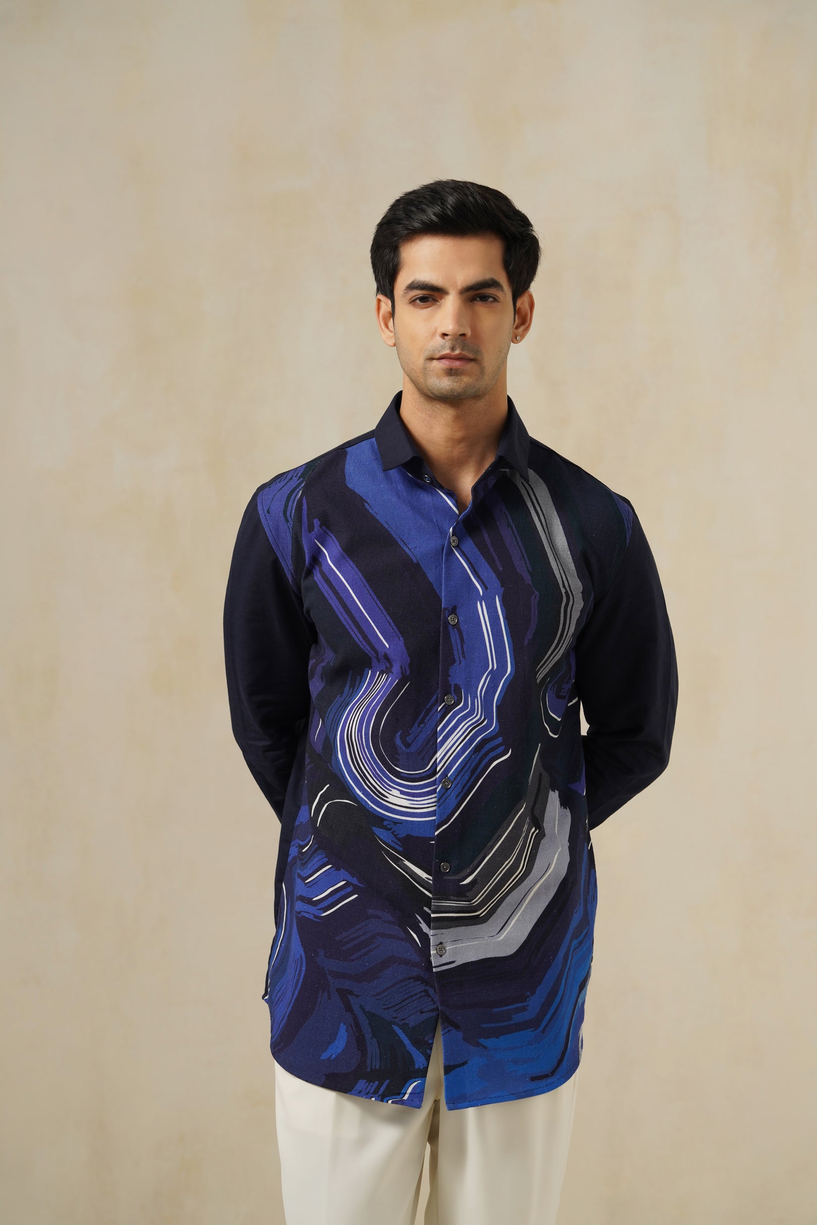 Blueflux | Men's Printed Cotton-Linen Shirt