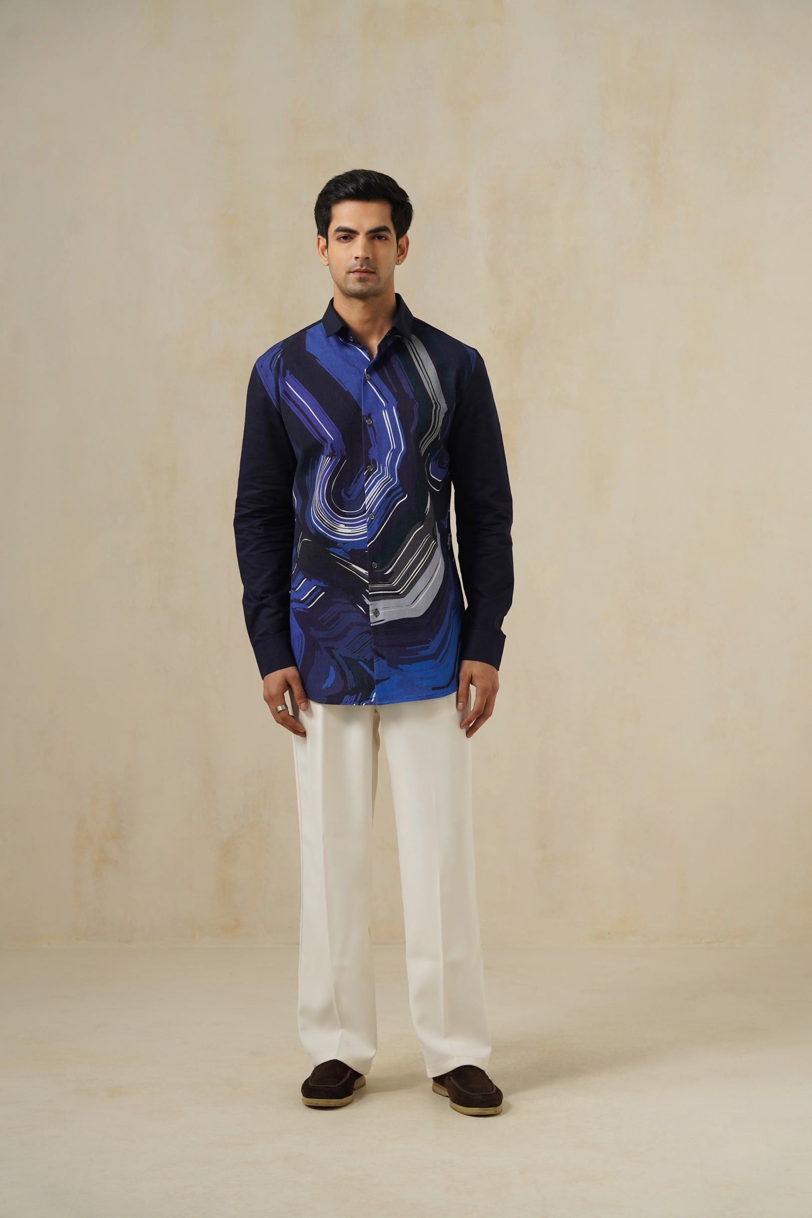 Blueflux | Men's Printed Cotton-Linen Shirt