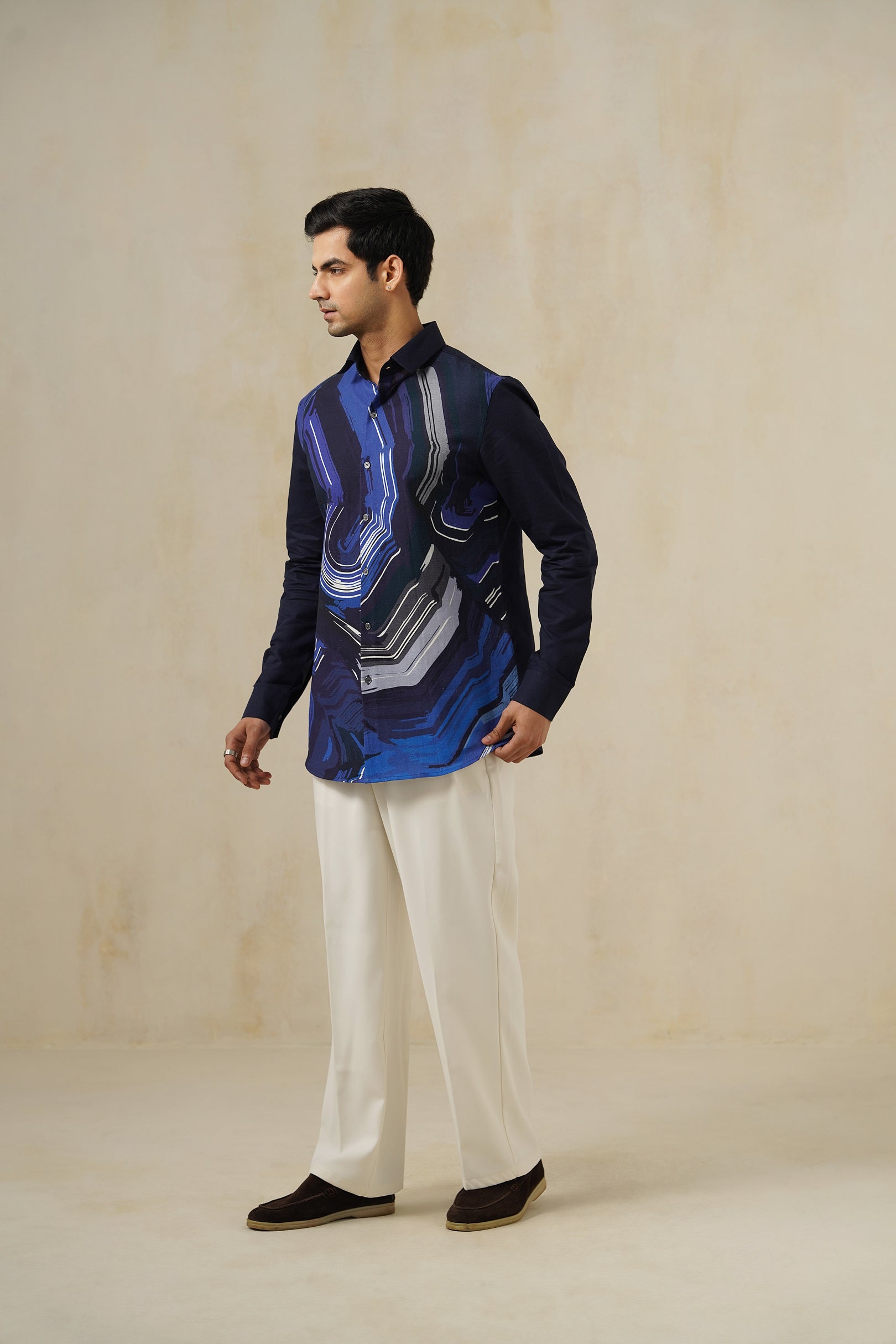 Blueflux | Men's Printed Cotton-Linen Shirt