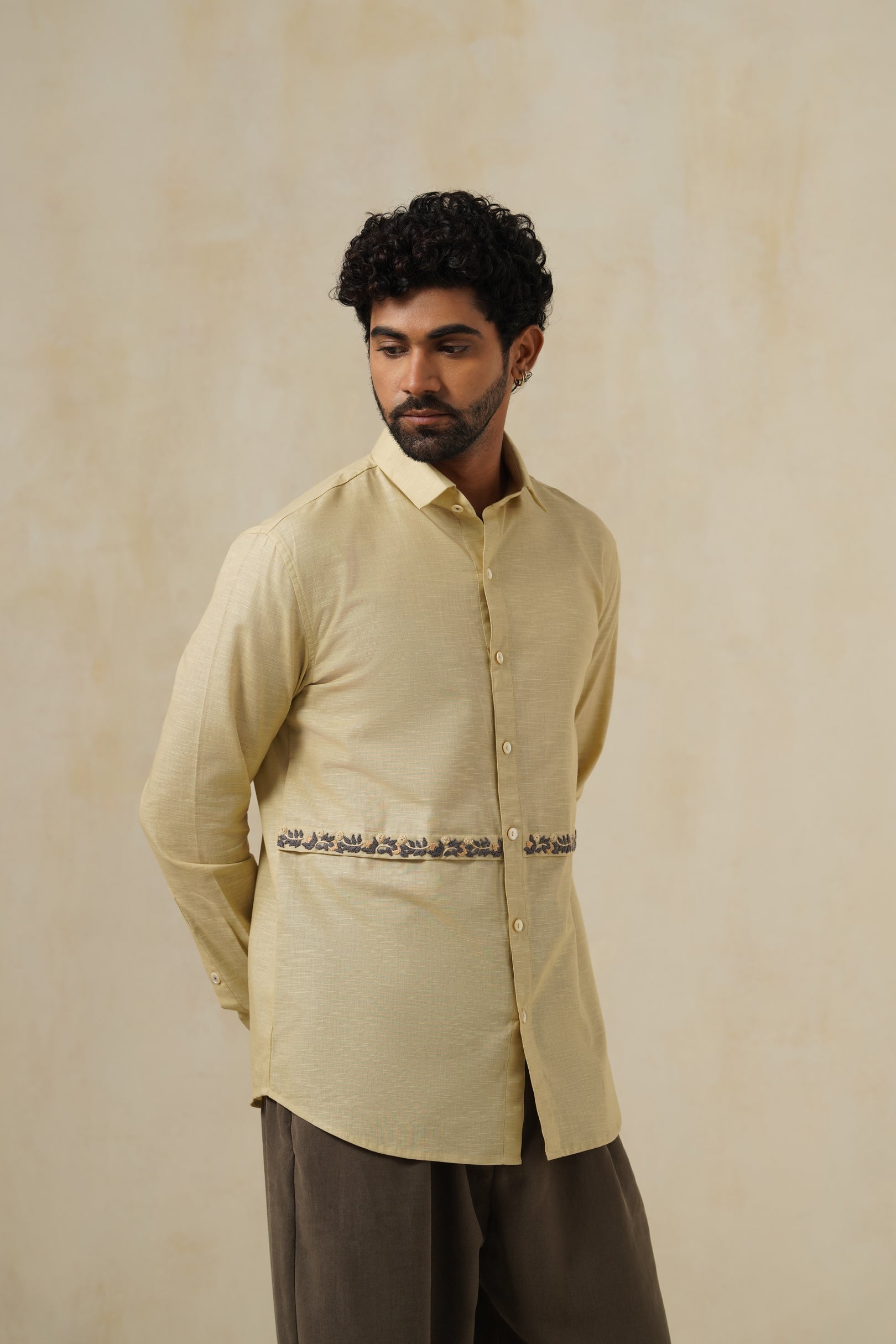 Desert Bloom | Men's Linen Emb Shirt