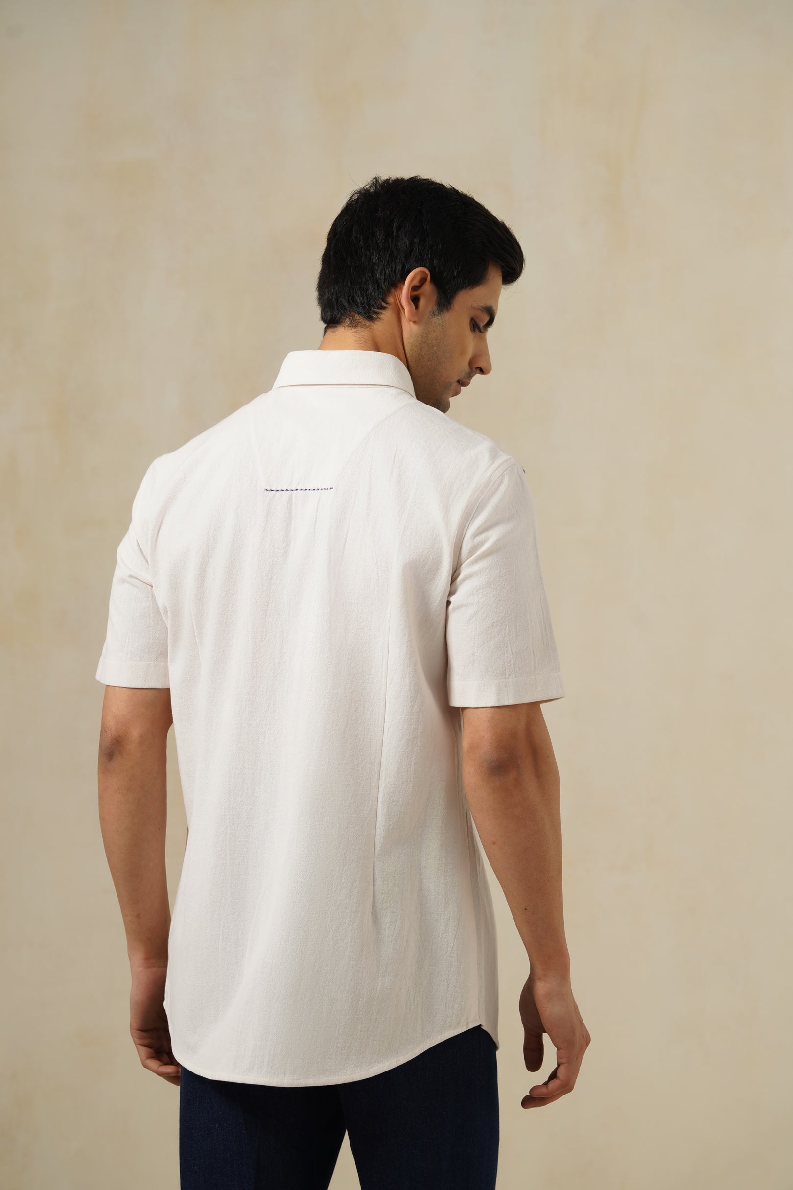 Palm Blue | Men's Printed Cotton-Linen Shirt