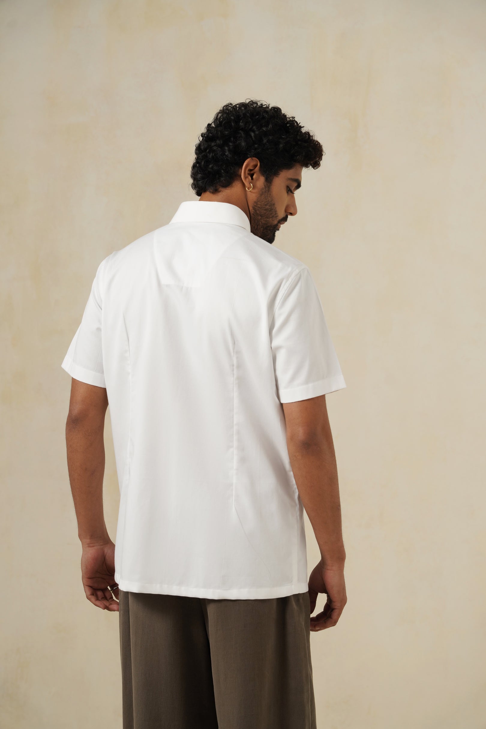 Wild Symmetry | Men's White Linen Shirt