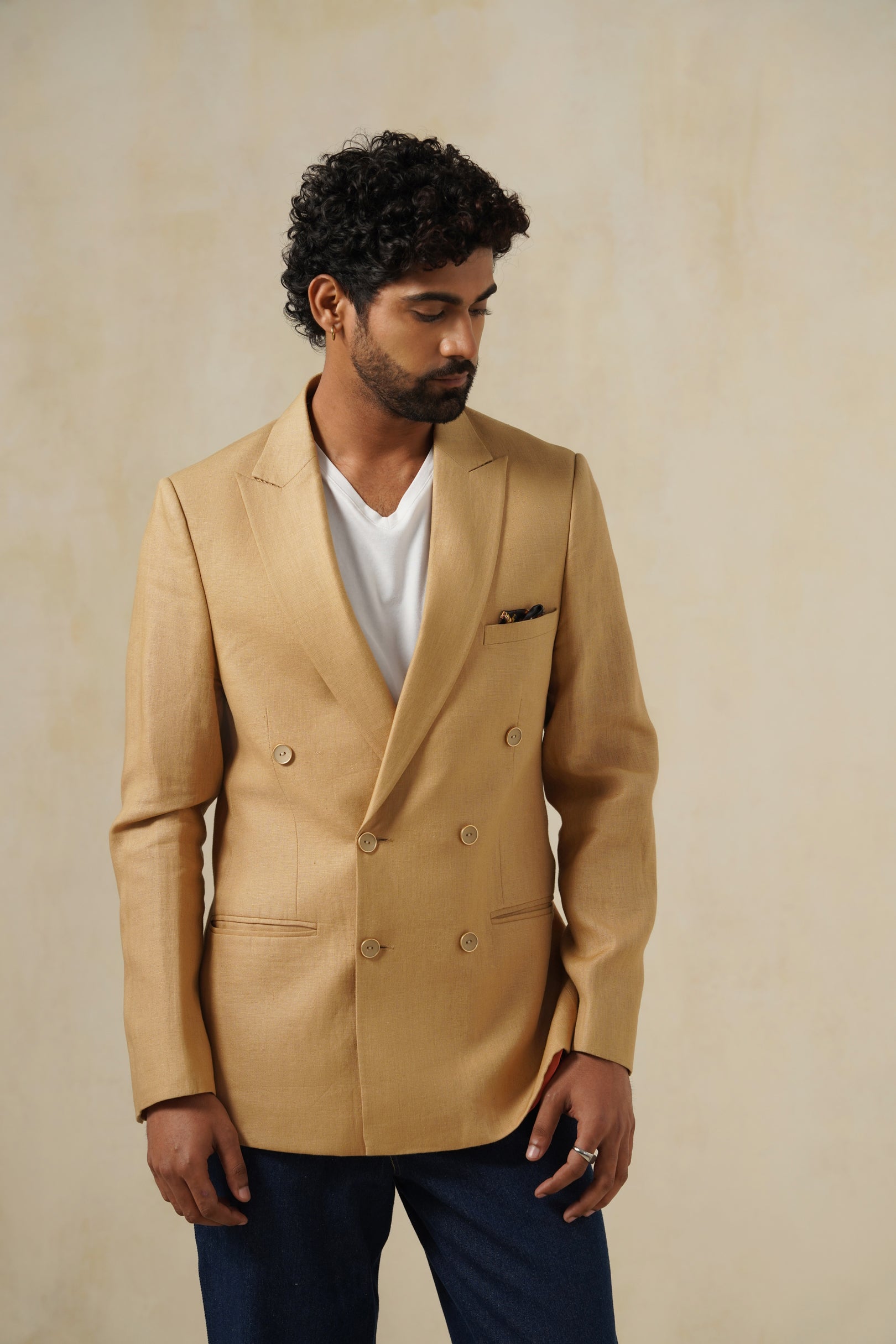 CAMEL DB | Men's Linen Blazer