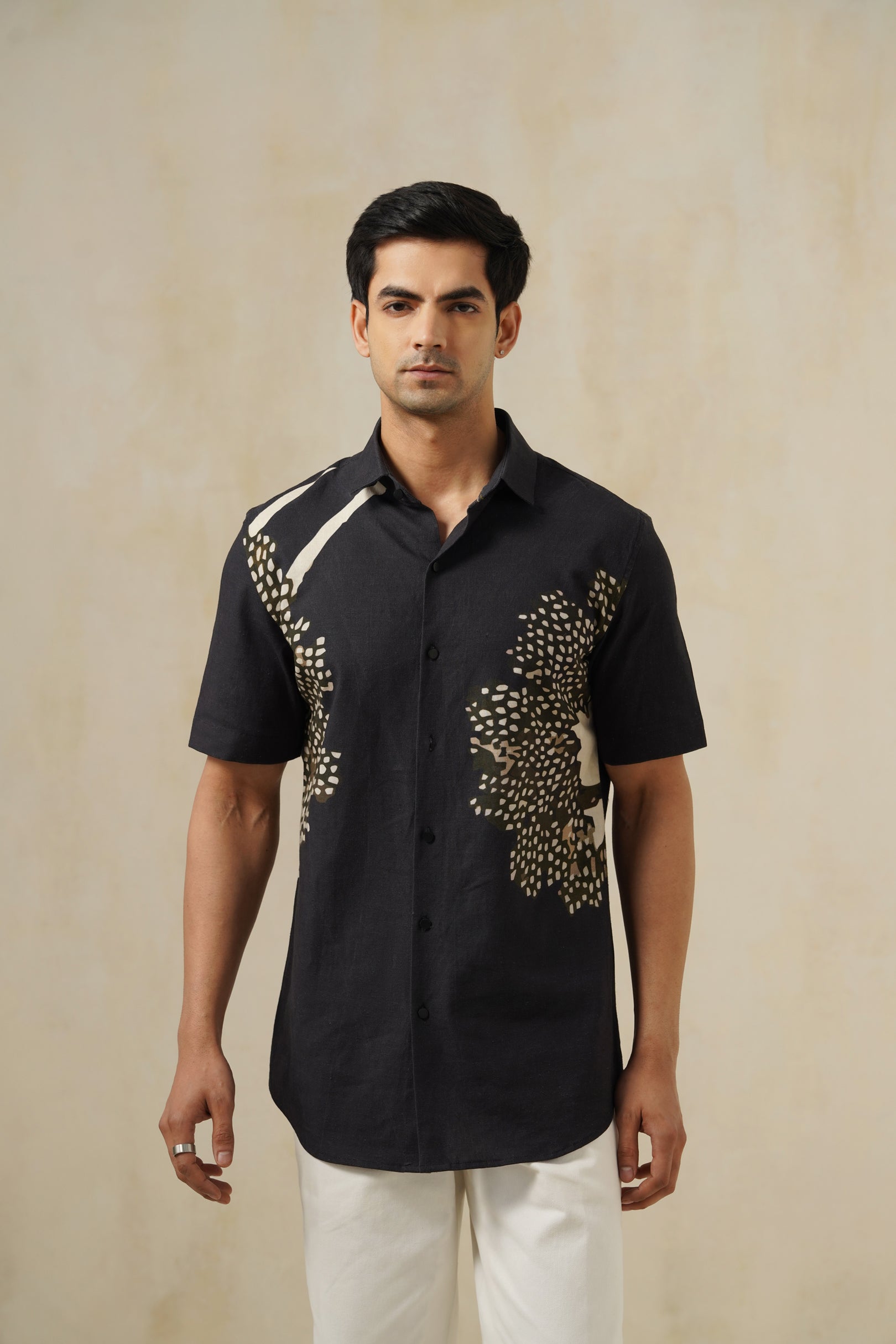 Frag Flow | Men's Printed Cotton-Linen Shirt