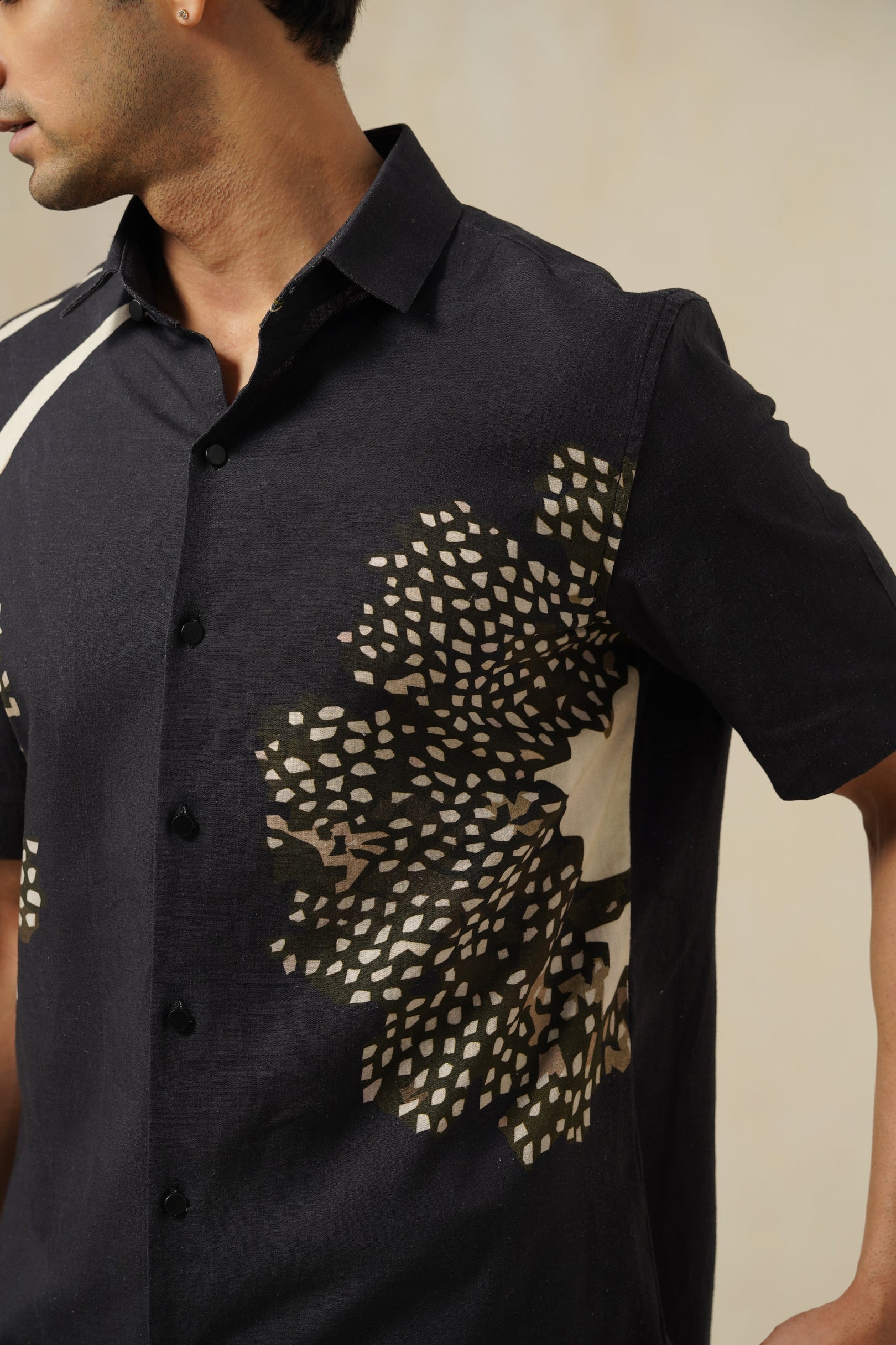 Frag Flow | Men's Printed Cotton-Linen Shirt