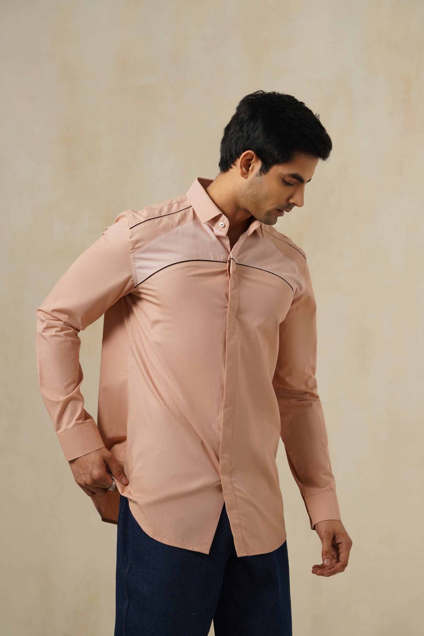 Contour Terra | Men's Peach Cotton Shirt