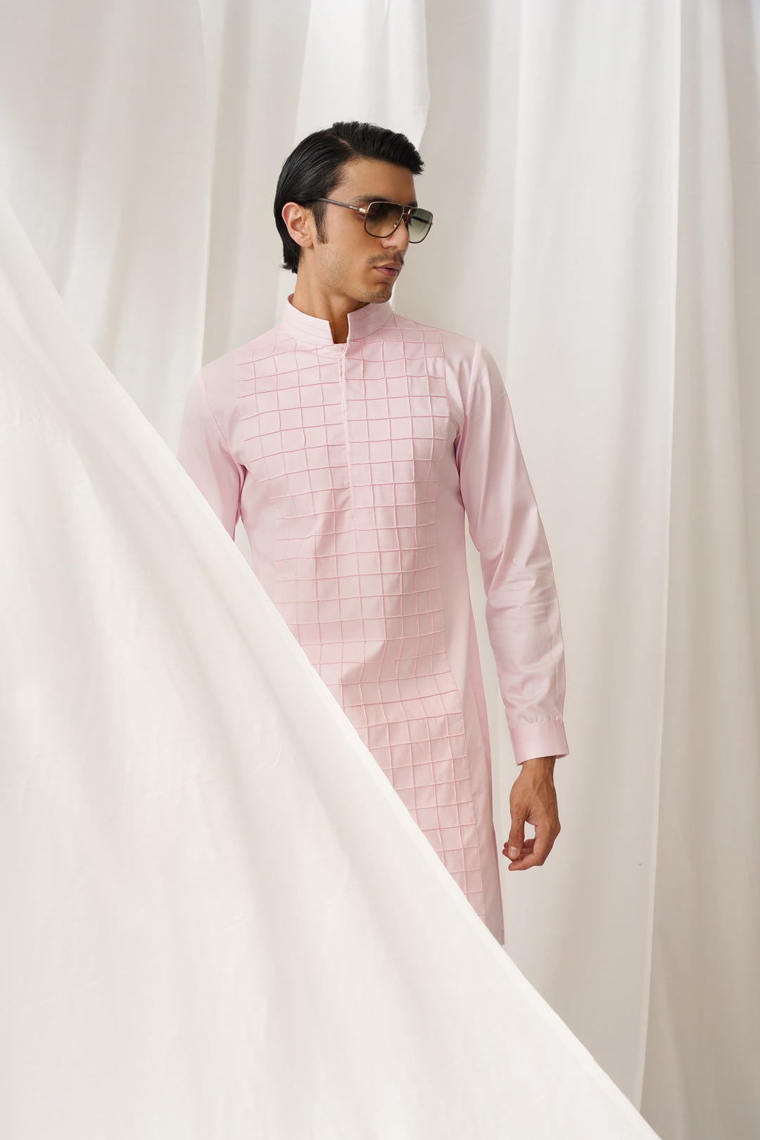 Pink Textured Kurta