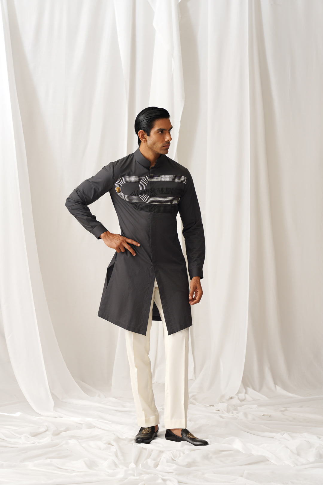 Charcoal Emb Kurta