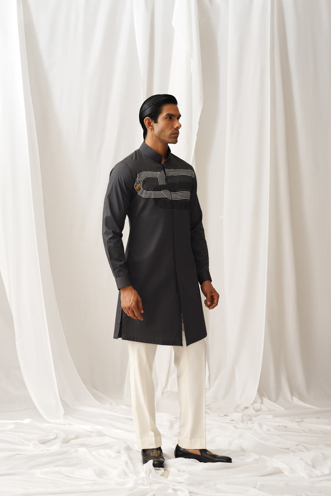 Charcoal Emb Kurta