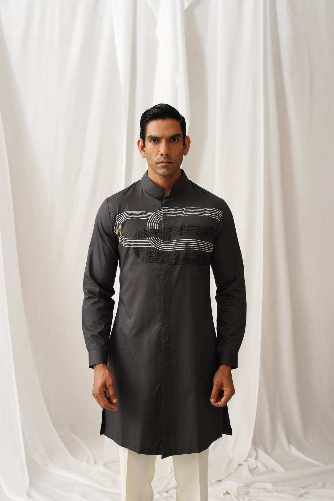 Charcoal Emb Kurta